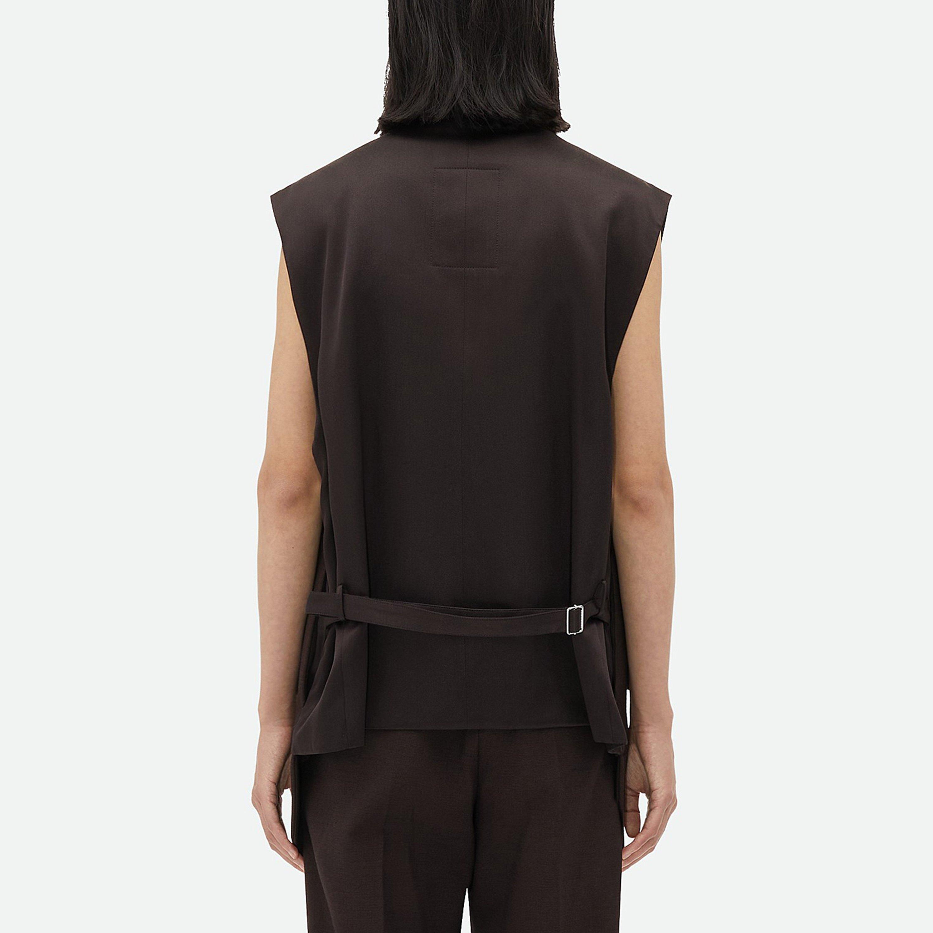 Fondant/Black - Bottega Veneta - Structured Cotton Melange Double Gilet - 3