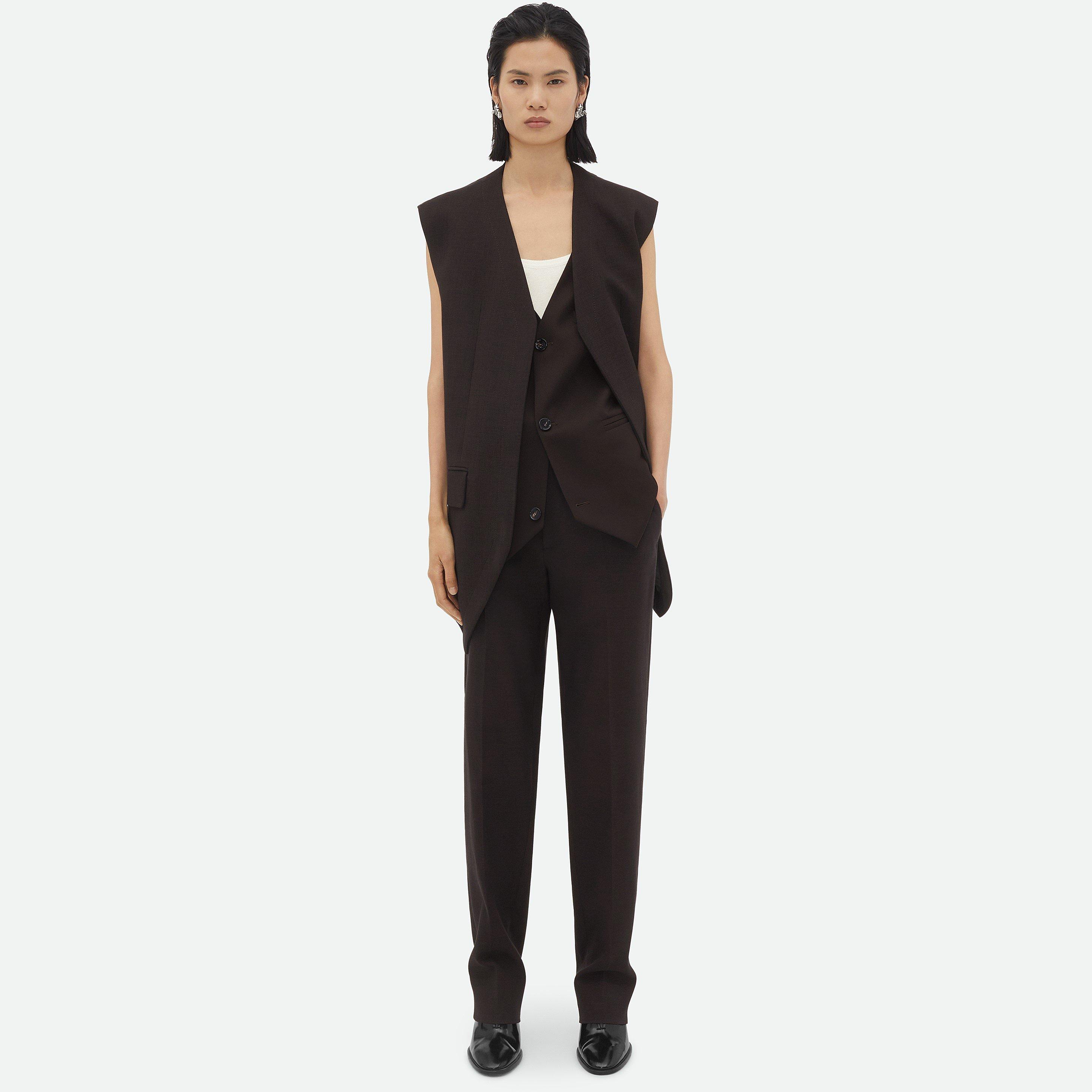 Fondant/Black - Bottega Veneta - Structured Cotton Melange Double Gilet - 4
