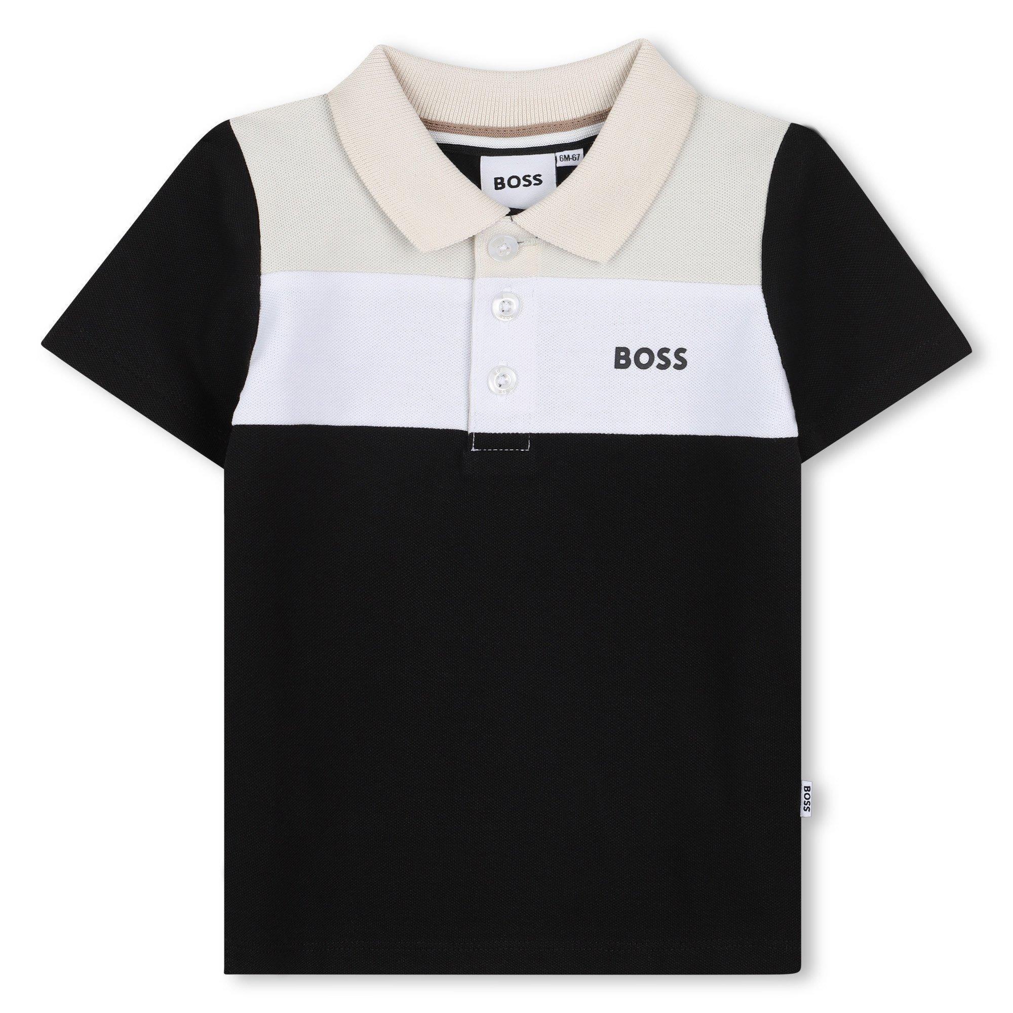 Black 09B - Boss - Kids' Colour Block Short Sleeve Polo Shirt - 2