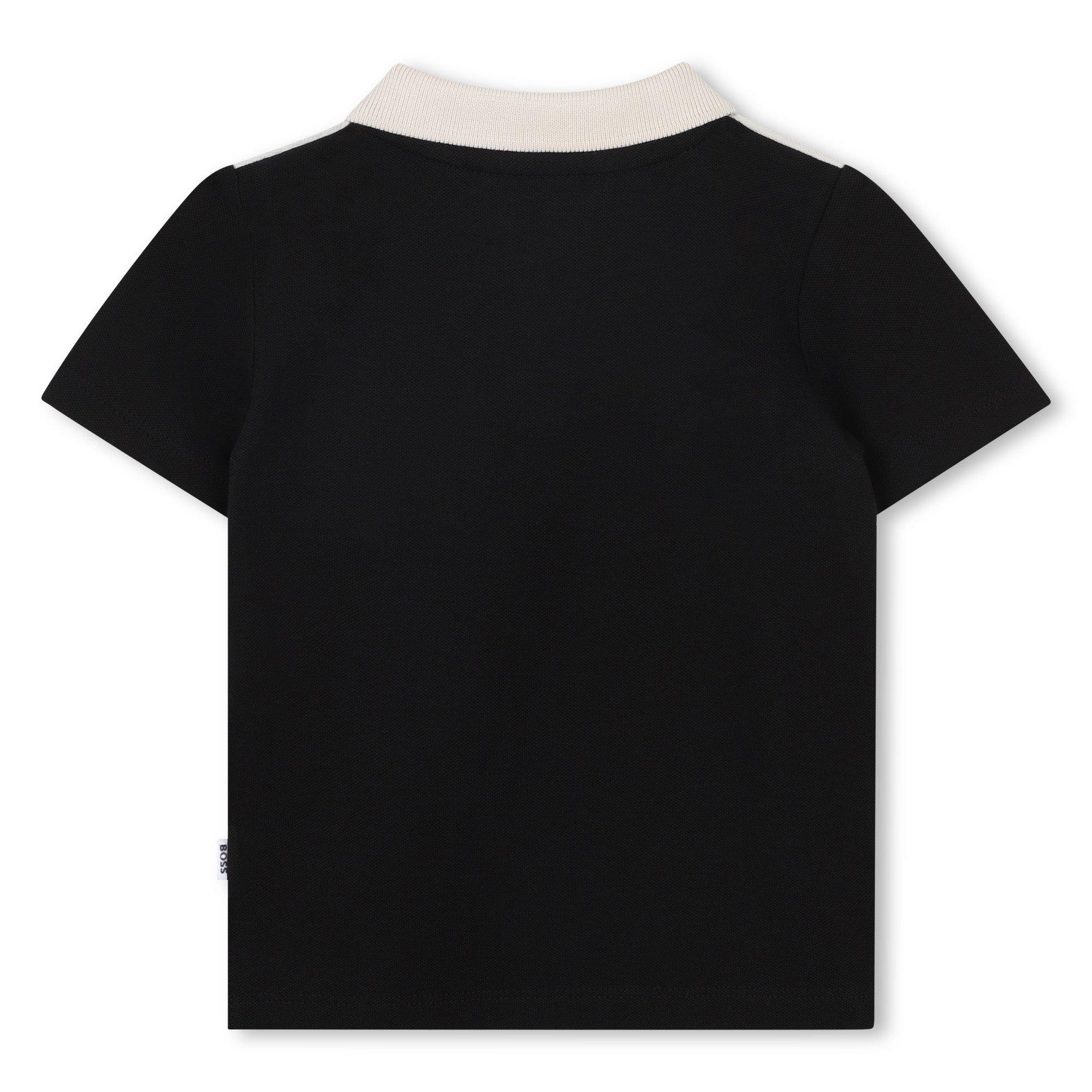 Black 09B - Boss - Kids' Colour Block Short Sleeve Polo Shirt - 3