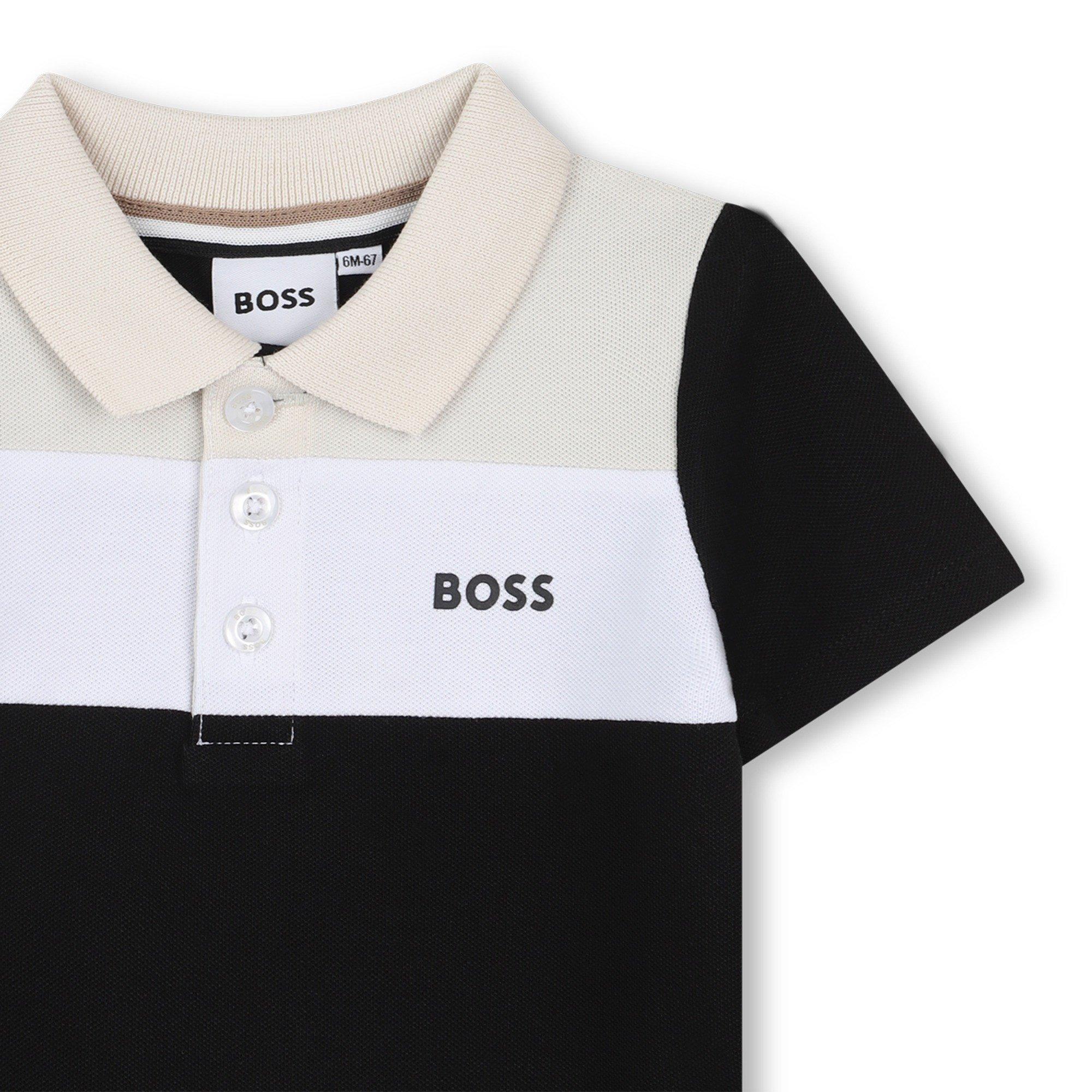 Black 09B - Boss - Kids' Colour Block Short Sleeve Polo Shirt - 4