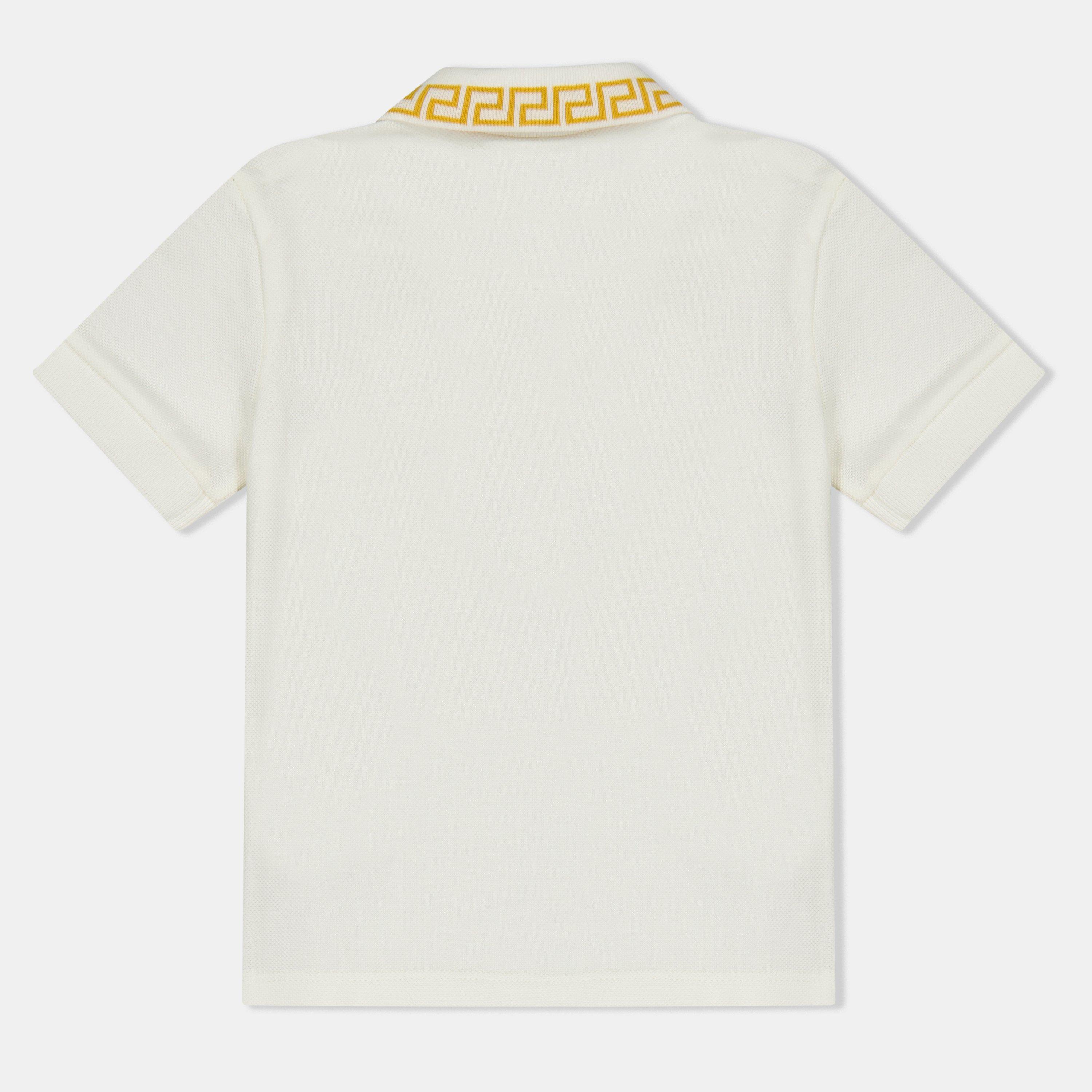 2W110 Wht/Gld - Versace - Kids Short-Sleeve Polo - 2