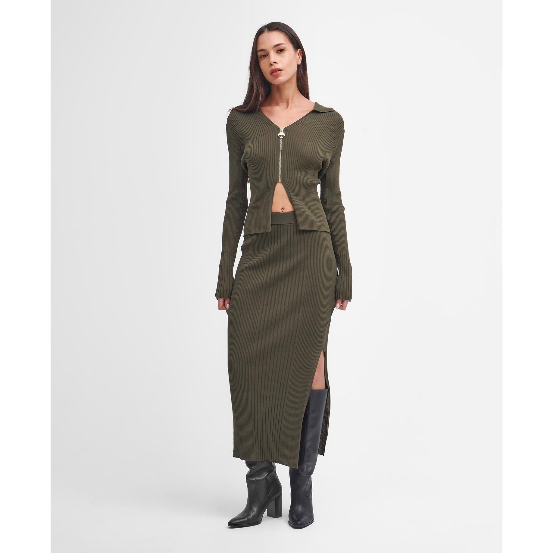 Barbour International Women's Mondale Knitted Midi Skirt - Empire Green - 10 (S)