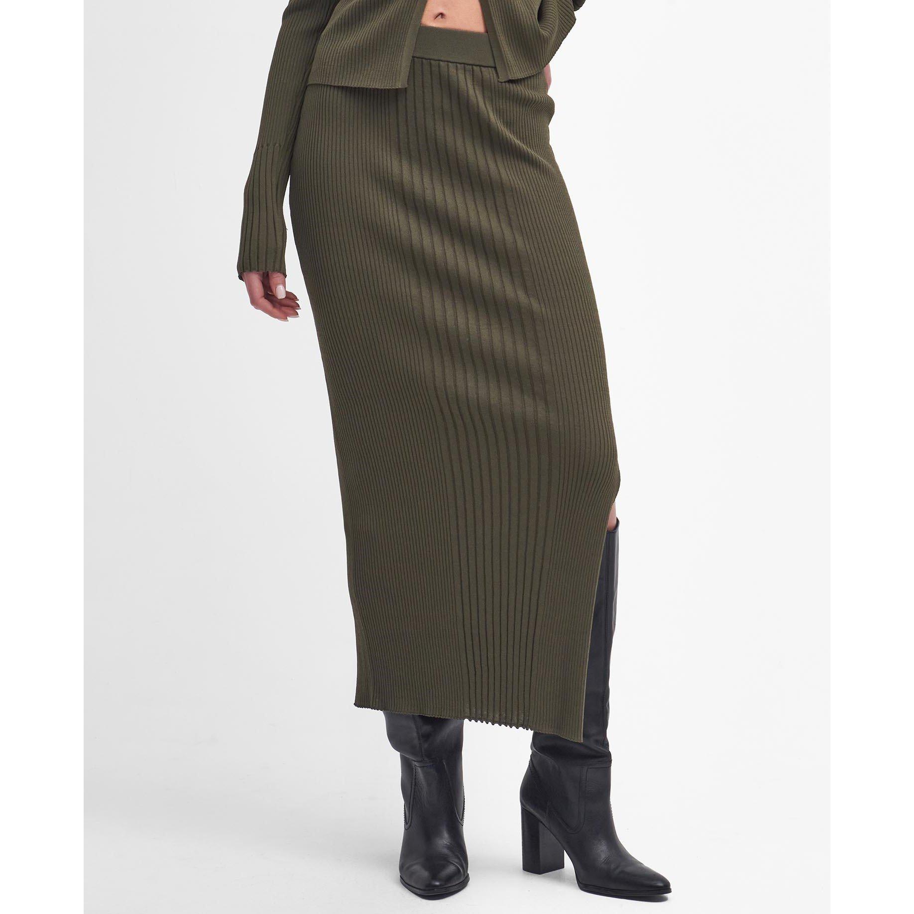 Empire Green - Barbour International - Mondale Knitted Midi Skirt - 3