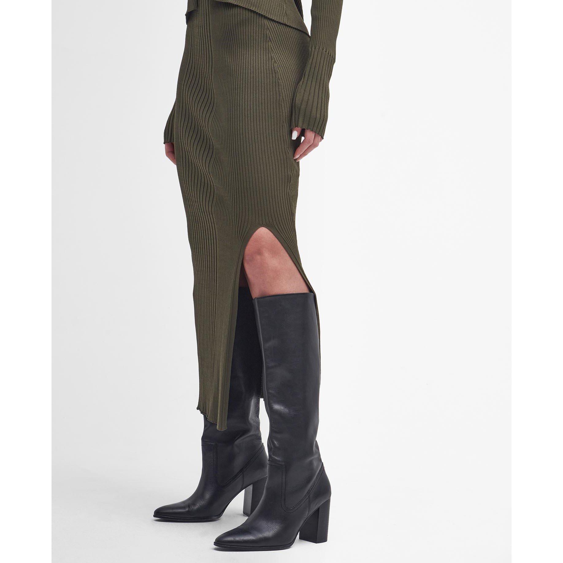 Empire Green - Barbour International - Mondale Knitted Midi Skirt - 5