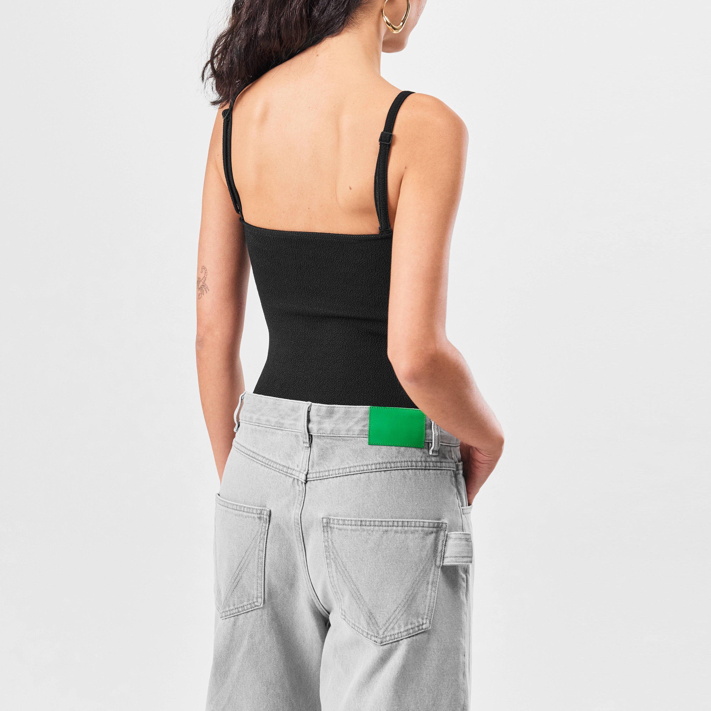 Black - Bottega Veneta - Textured Nylon Bustier Bodysuit - 4