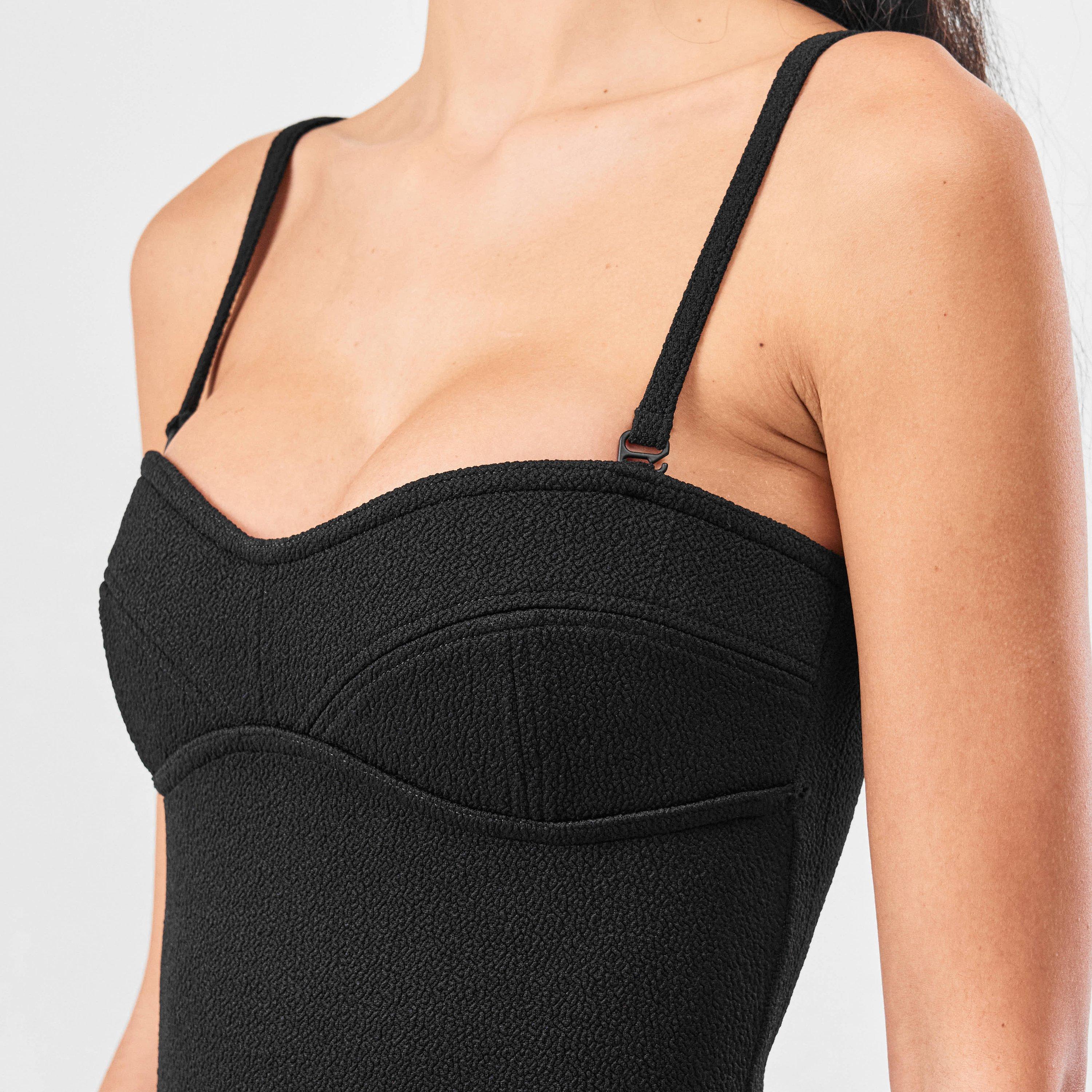 Black - Bottega Veneta - Textured Nylon Bustier Bodysuit - 5