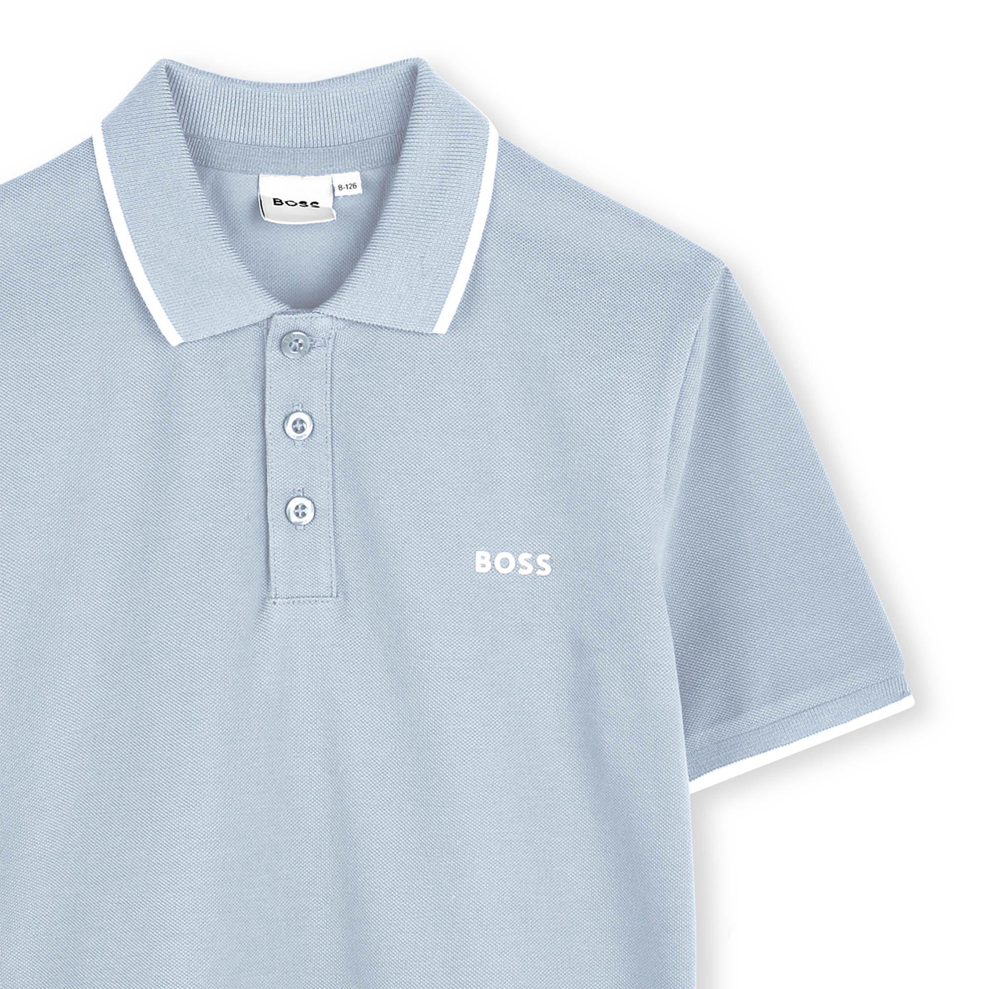 Pale Blue - Boss - Kids Small Logo Polo Design - 3