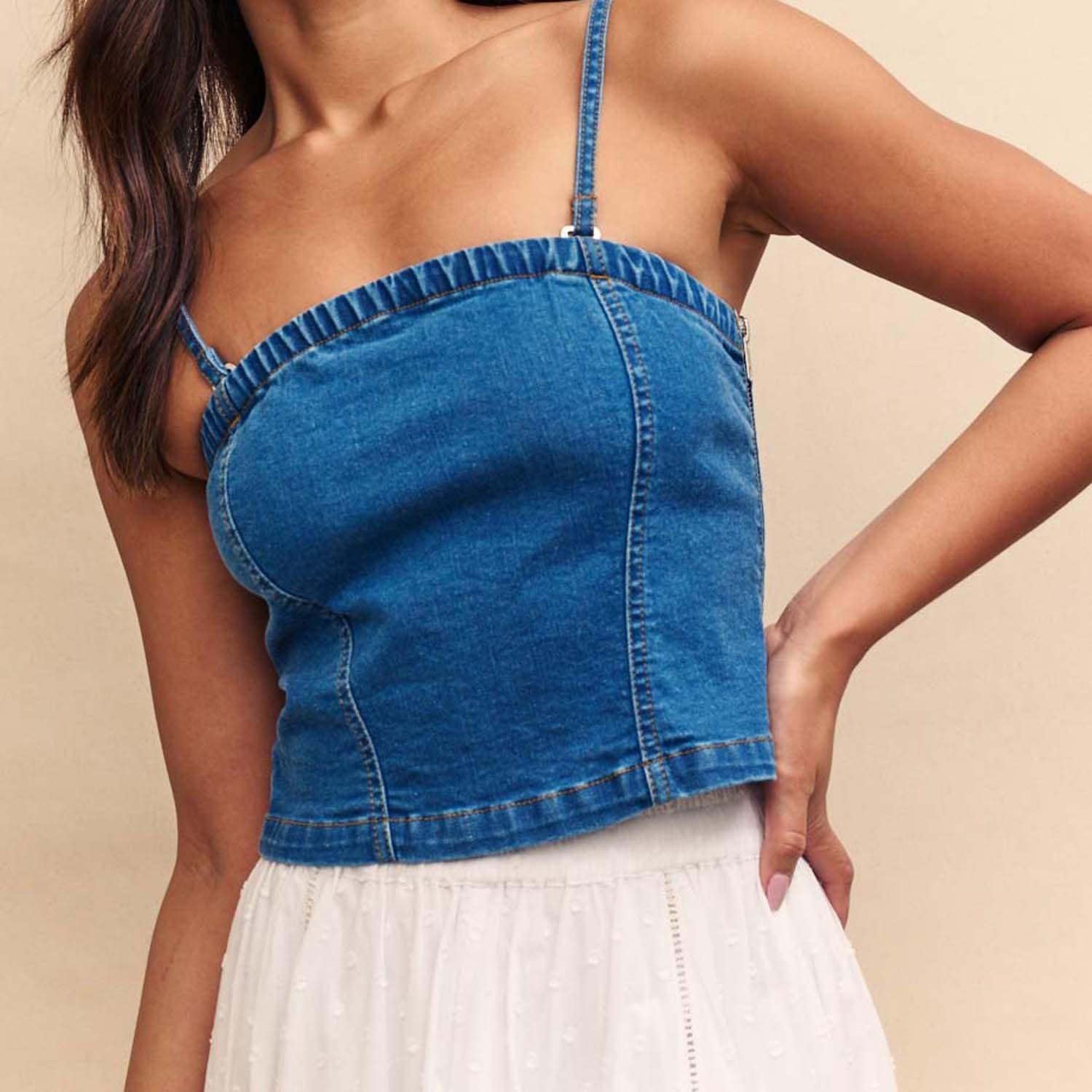 Blue - Nobodys Child - Brompton Denim Bandeau Top - 1