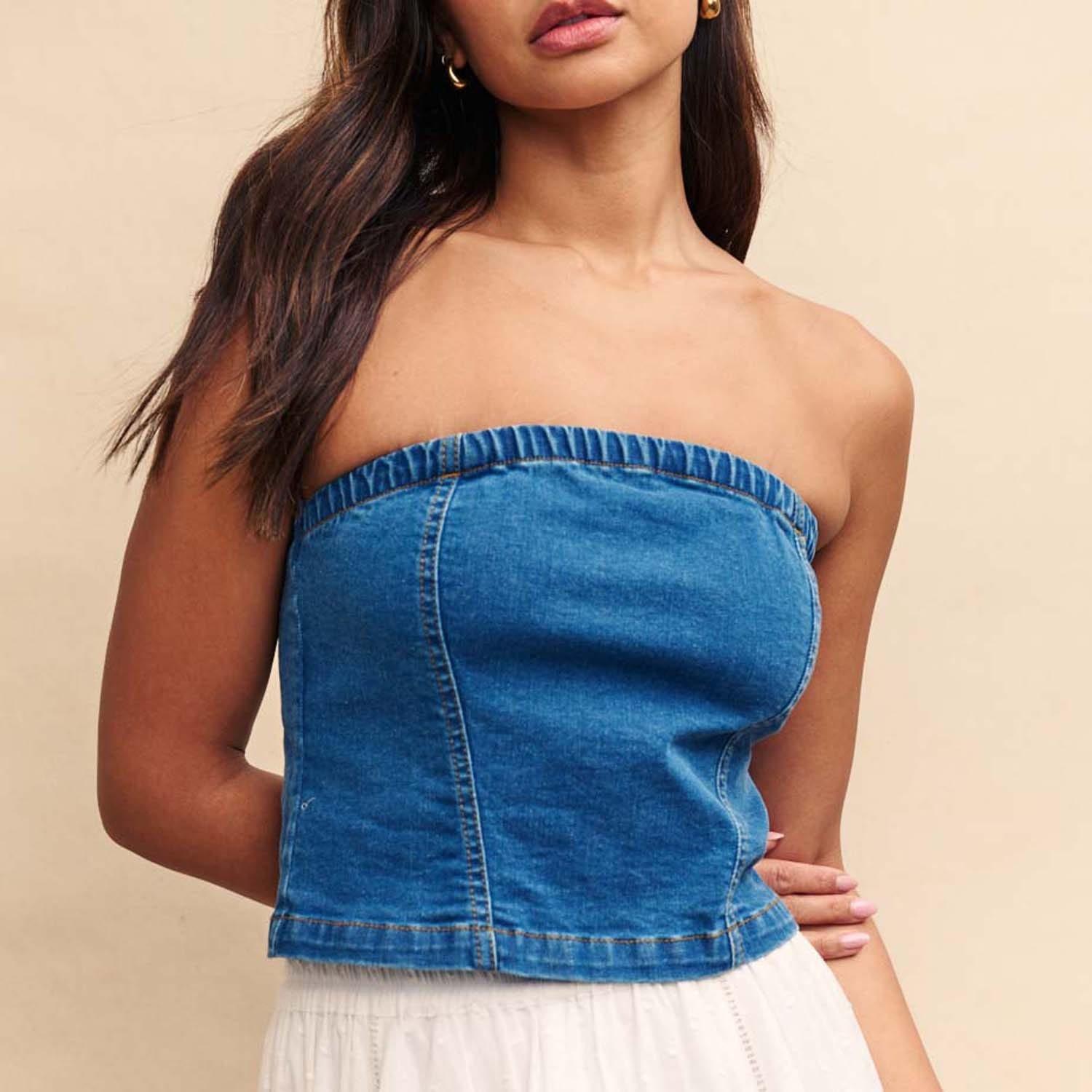 Blue - Nobodys Child - Brompton Denim Bandeau Top - 4