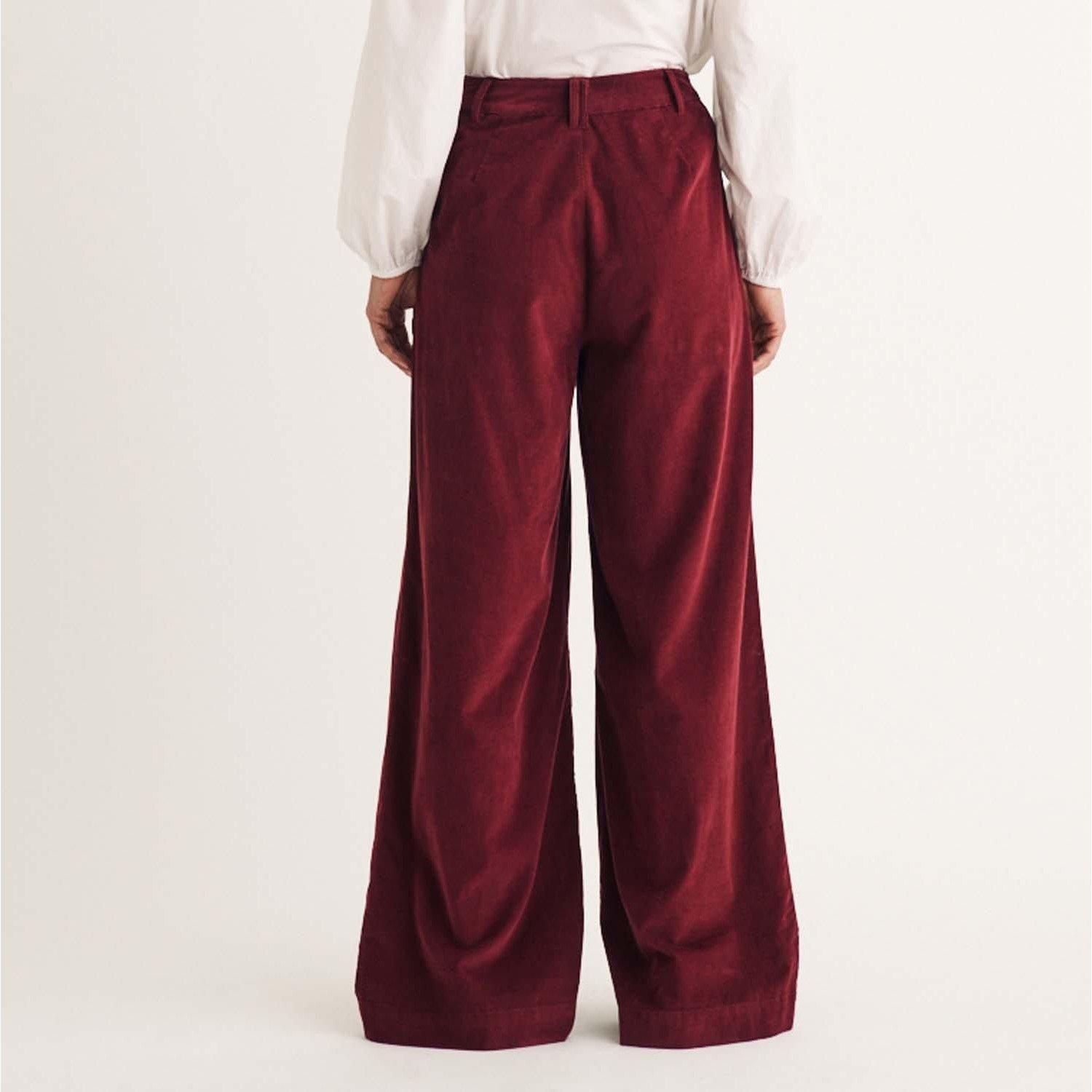Red - Nobodys Child - Ava Cord Pleated Wide Leg Trousers - 2