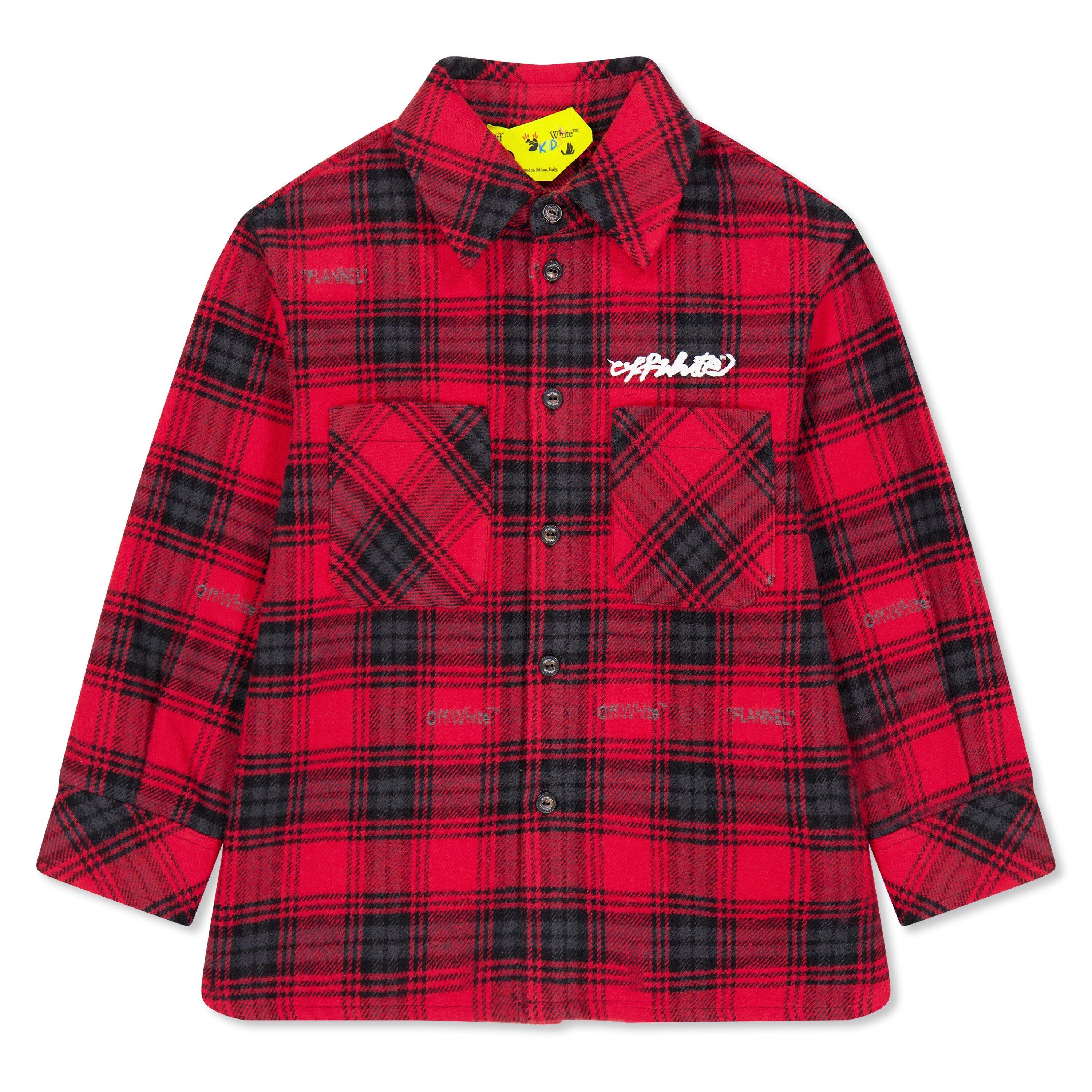 Red/White - Off White - Kids Cheque Shirt, Cheque Pattern - 1