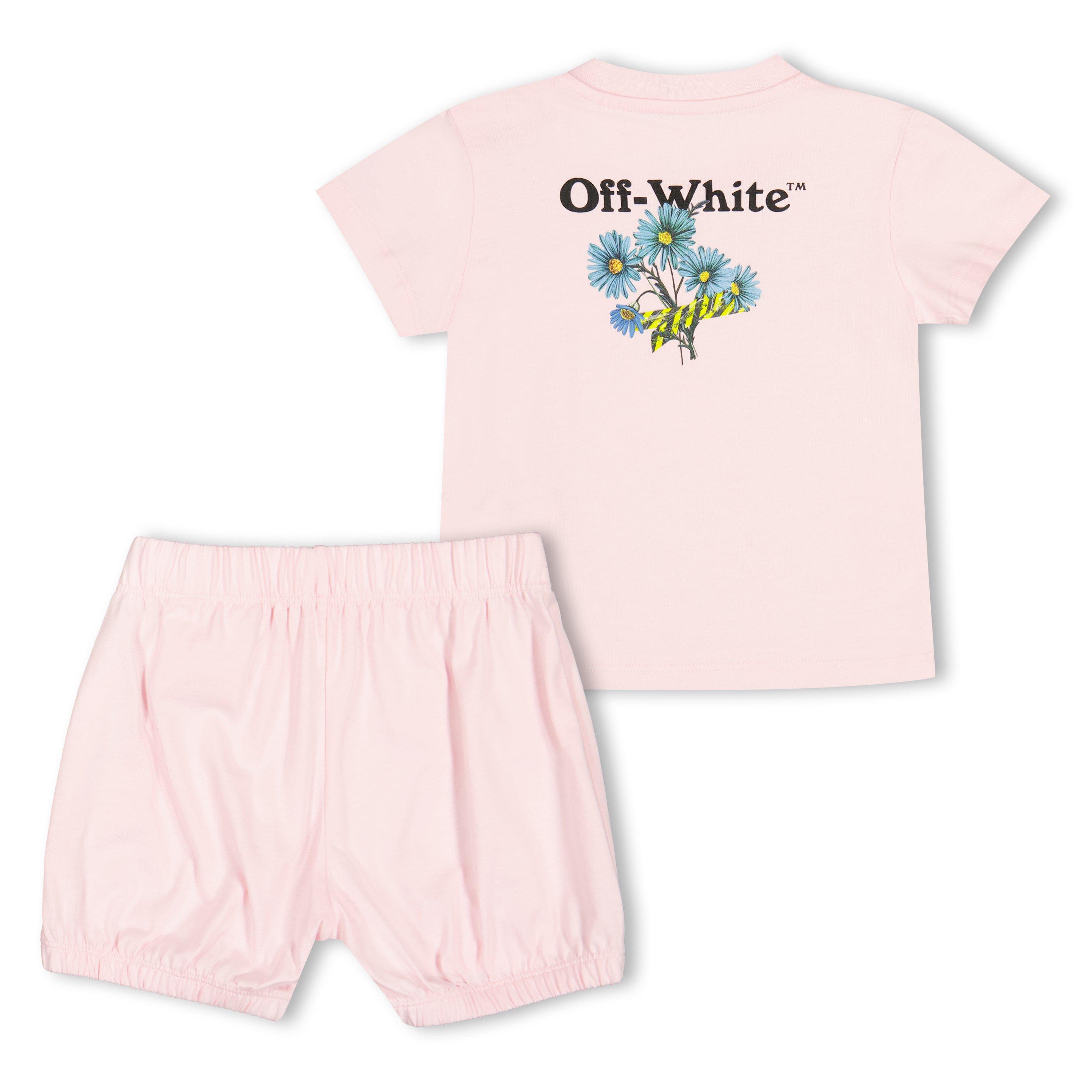Pink 683 - Off White - Off Tee+Shrts Set In61 - 2