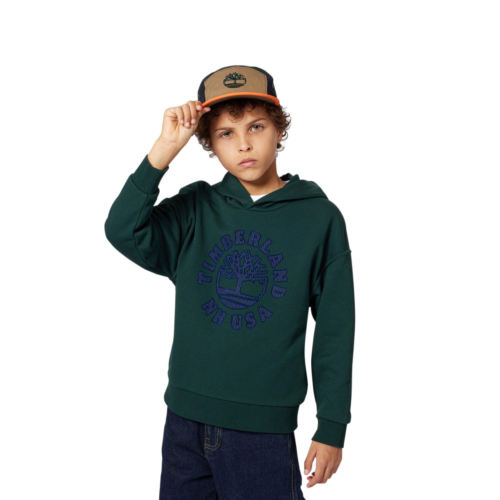 Dark Green - Timberland - Kids' Timb Large Logo Hoodie - 4