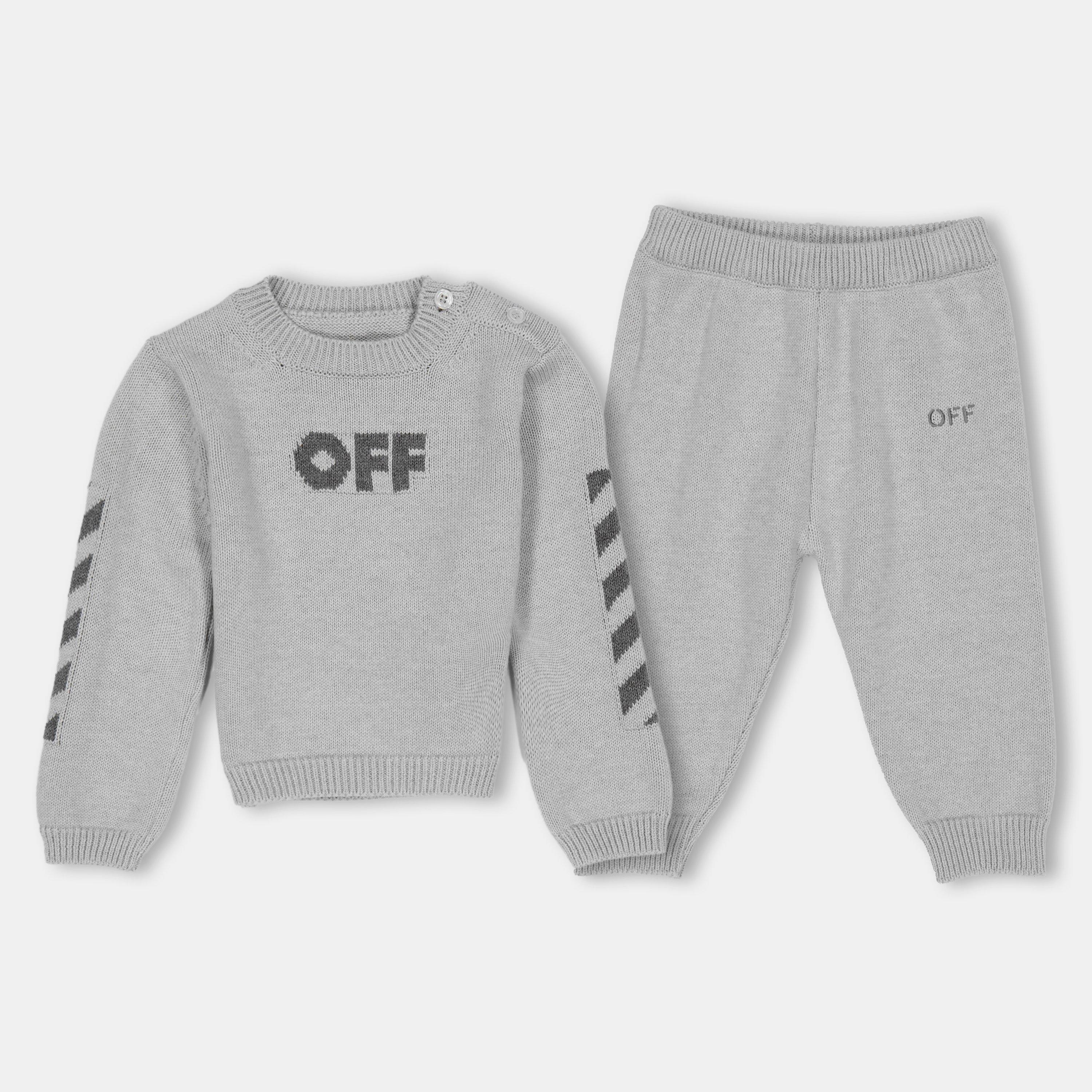 Grey 0507 - Off White - Unisex Kids Logo Clothing Set - 1