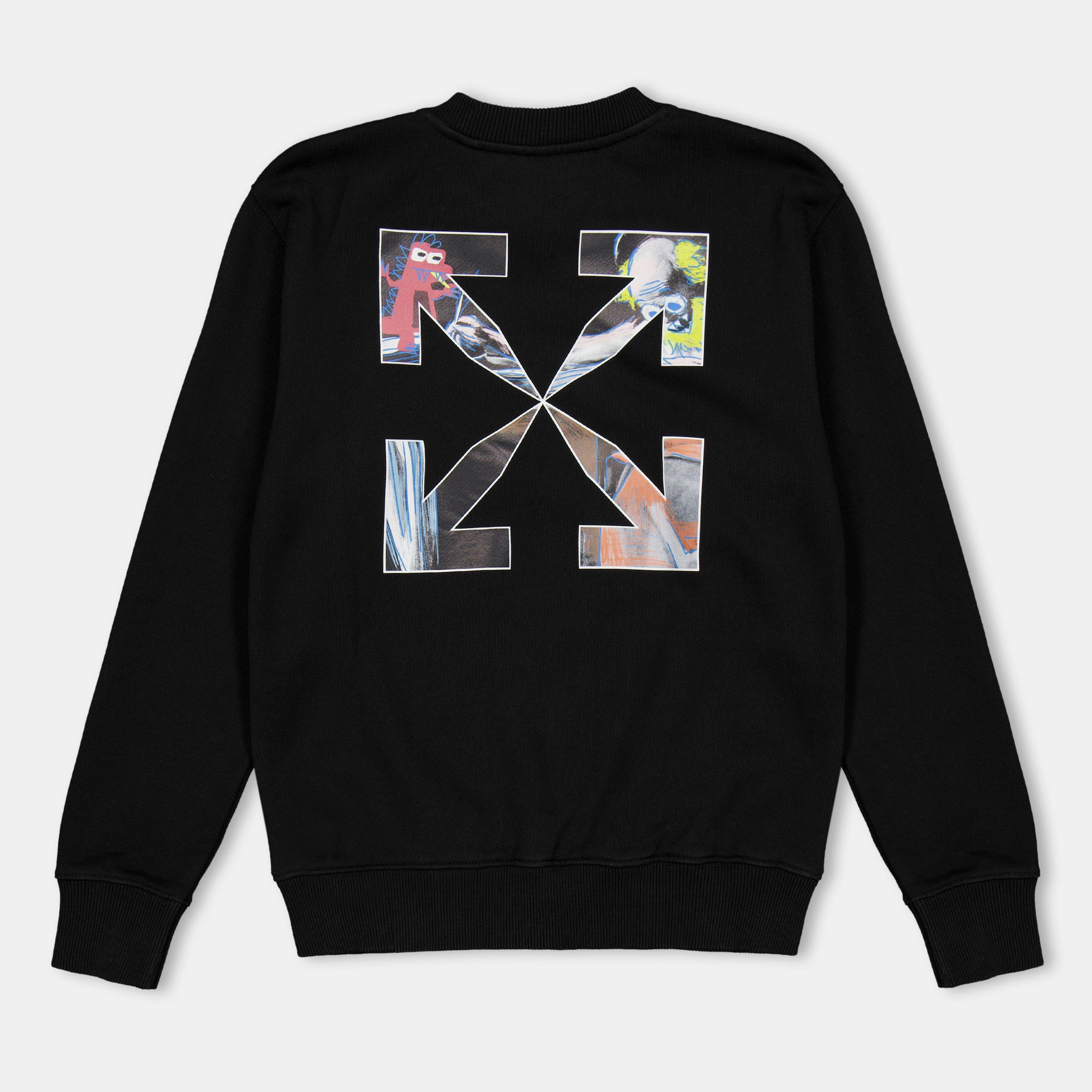 Black Multi - Off White - Kids Crew Sweater - 2