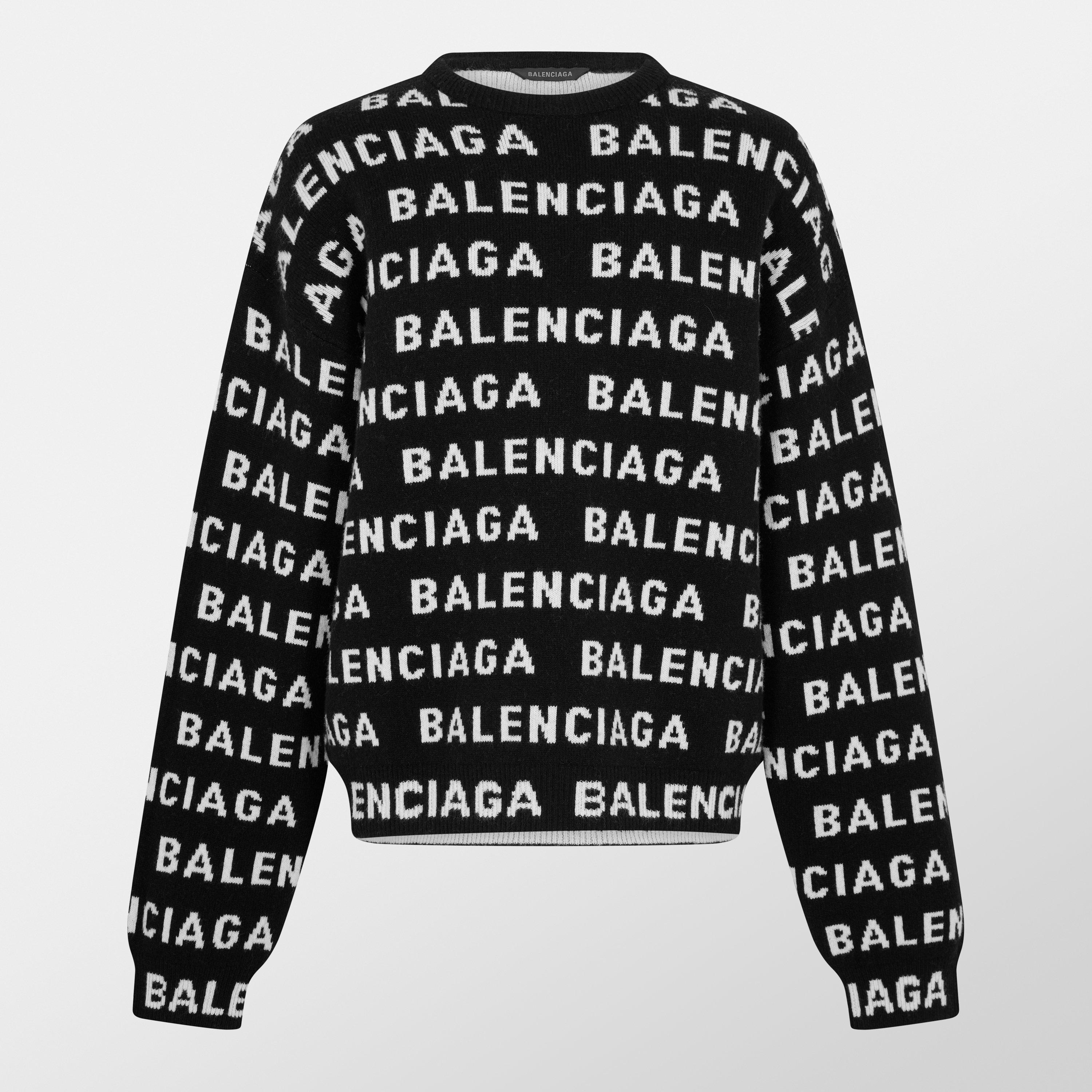 【BALENCIAGA】printed oversized crewneckpullover【ランク:A】 Balenciaga Allover Logo Print Crewneck Sweatshirt 'Black