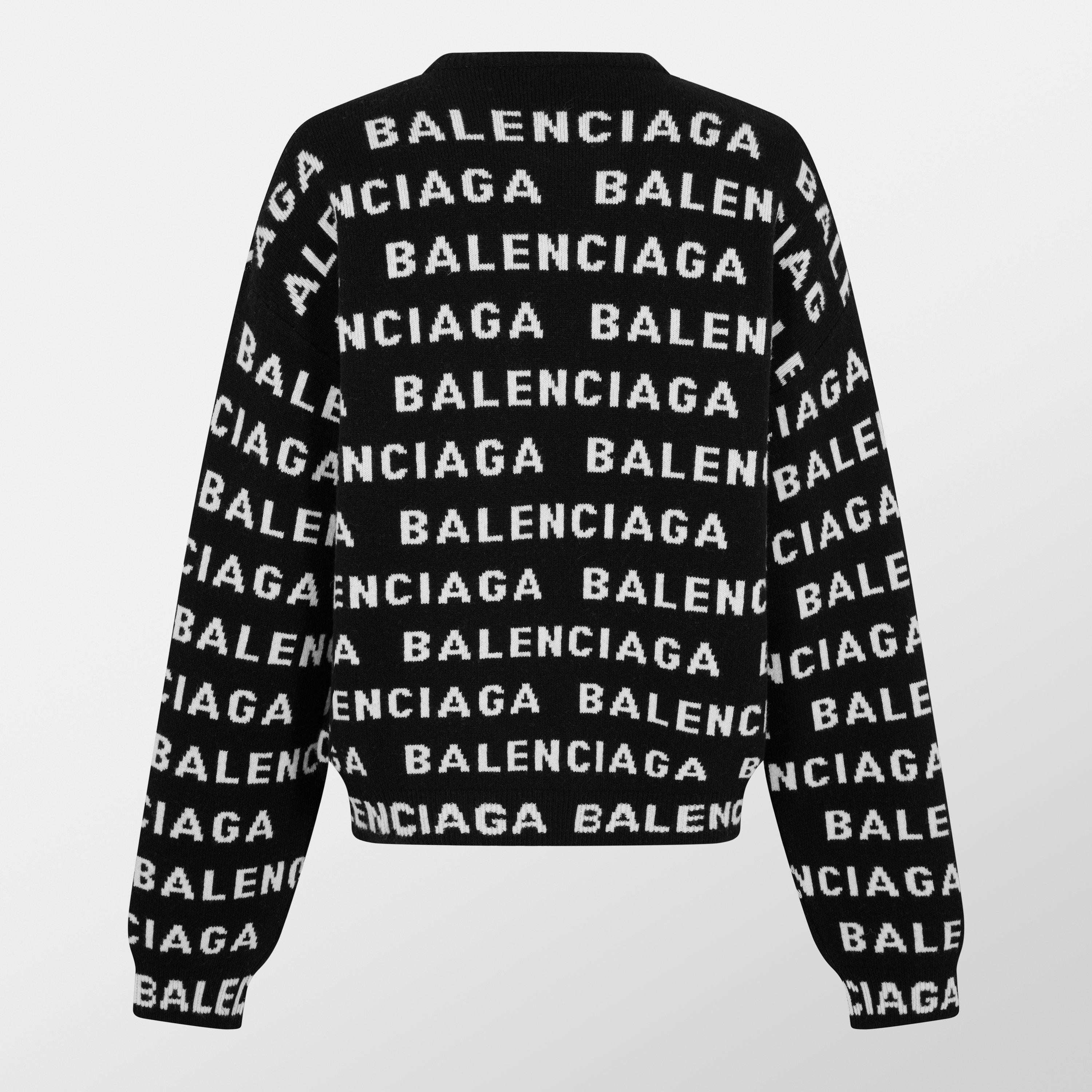 Black/White - Balenciaga - All-Over Logo Sweater - 2