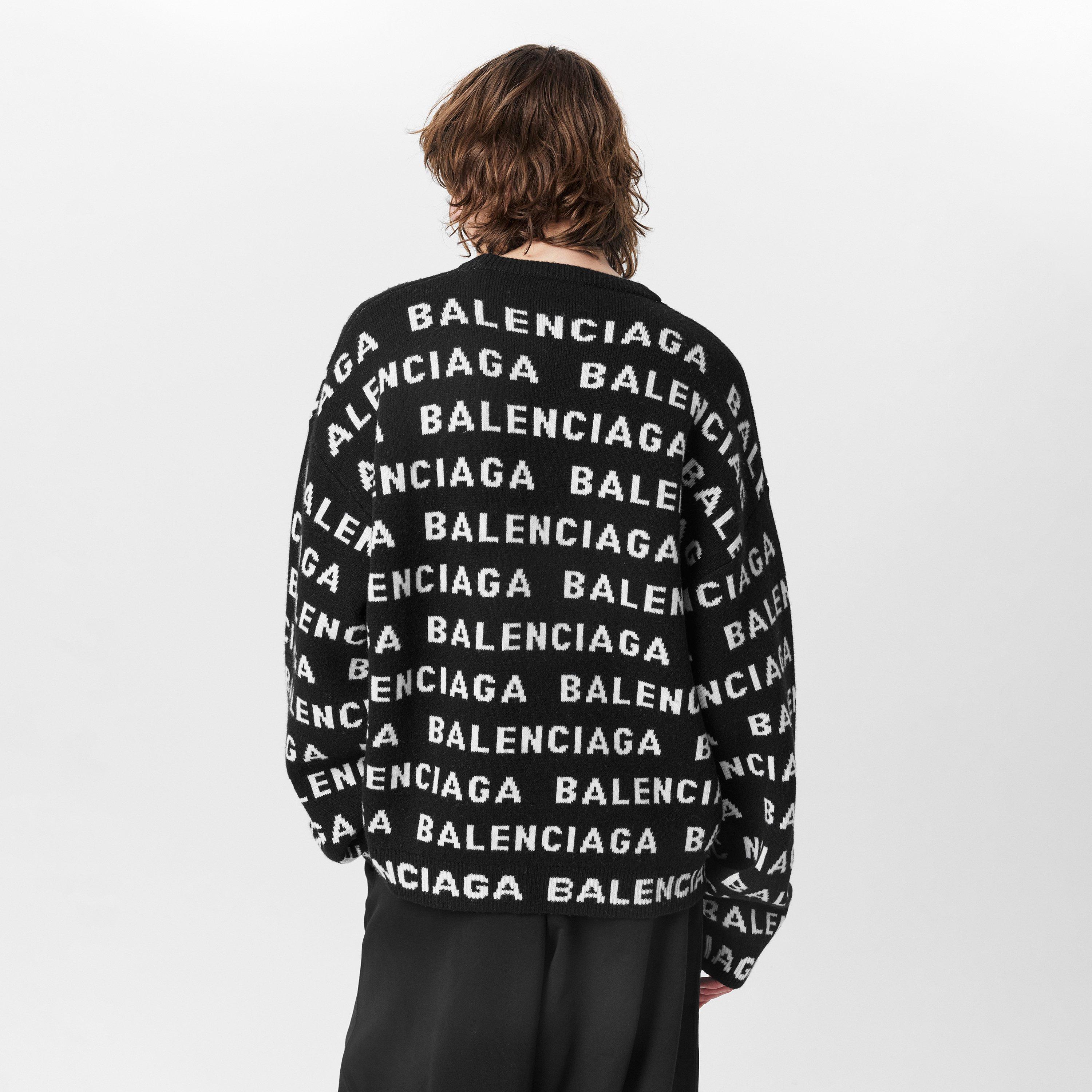 Black/White - Balenciaga - All-Over Logo Sweater - 4