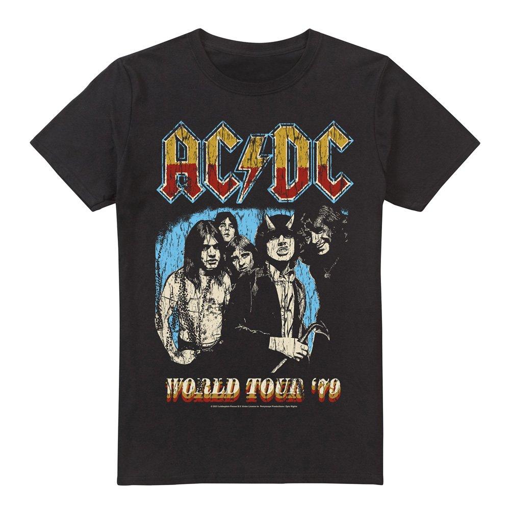 Black - ACDC - AC DC World Tour 79 Cotton Mens T-Shirt Black - 4
