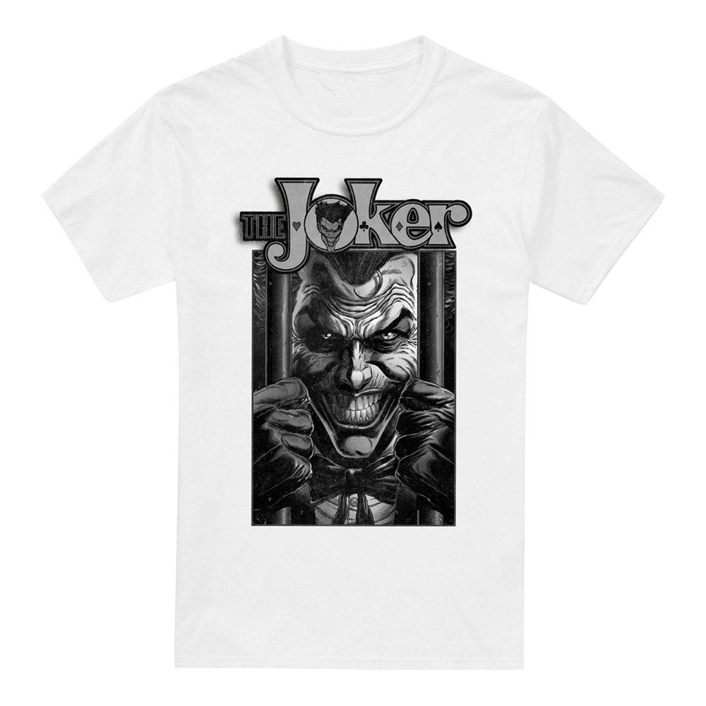 White - The Batman - Joker Behind Bars Mens T-Shirt White - 4