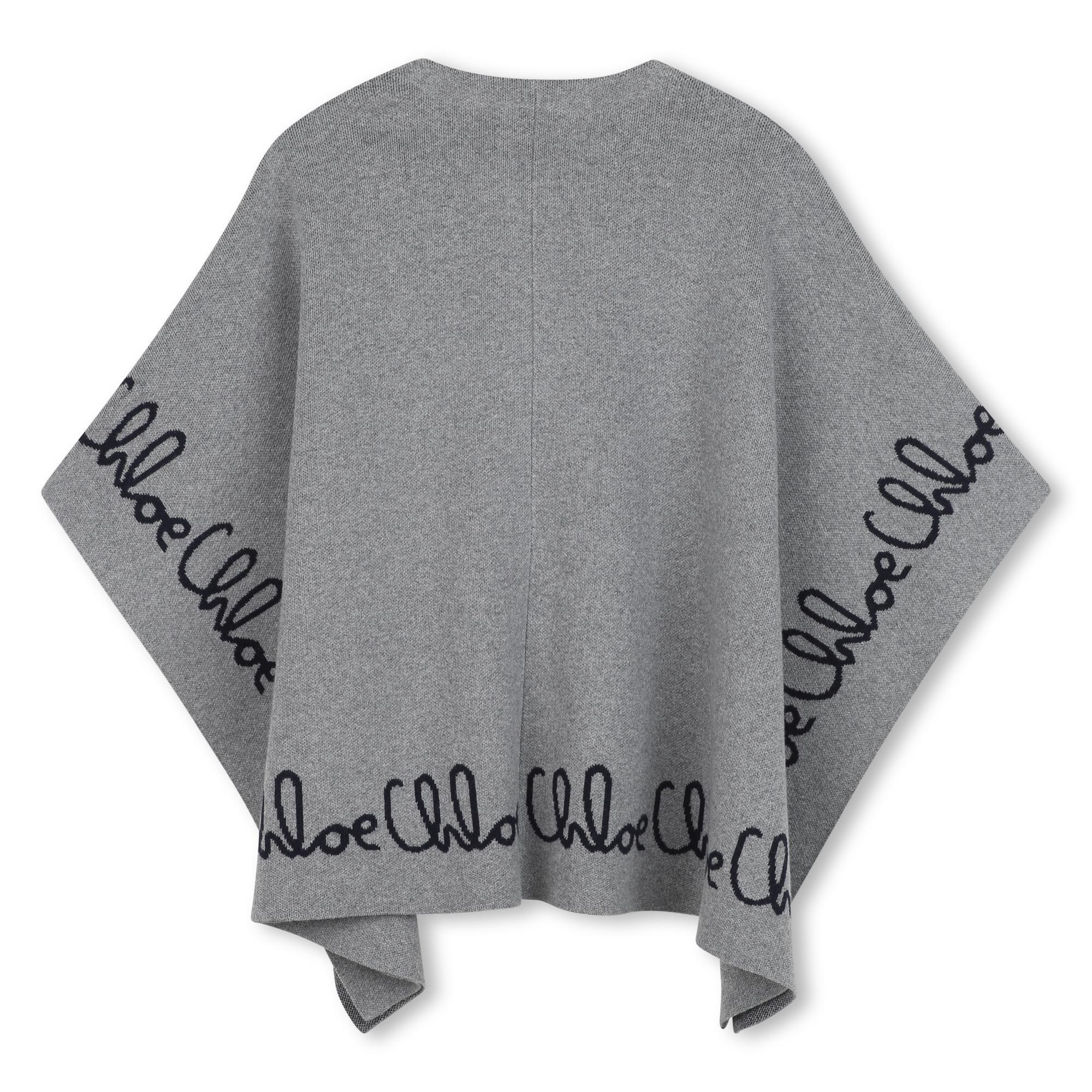 Grey - Chloe - Kids' Jacquard Cape - 2