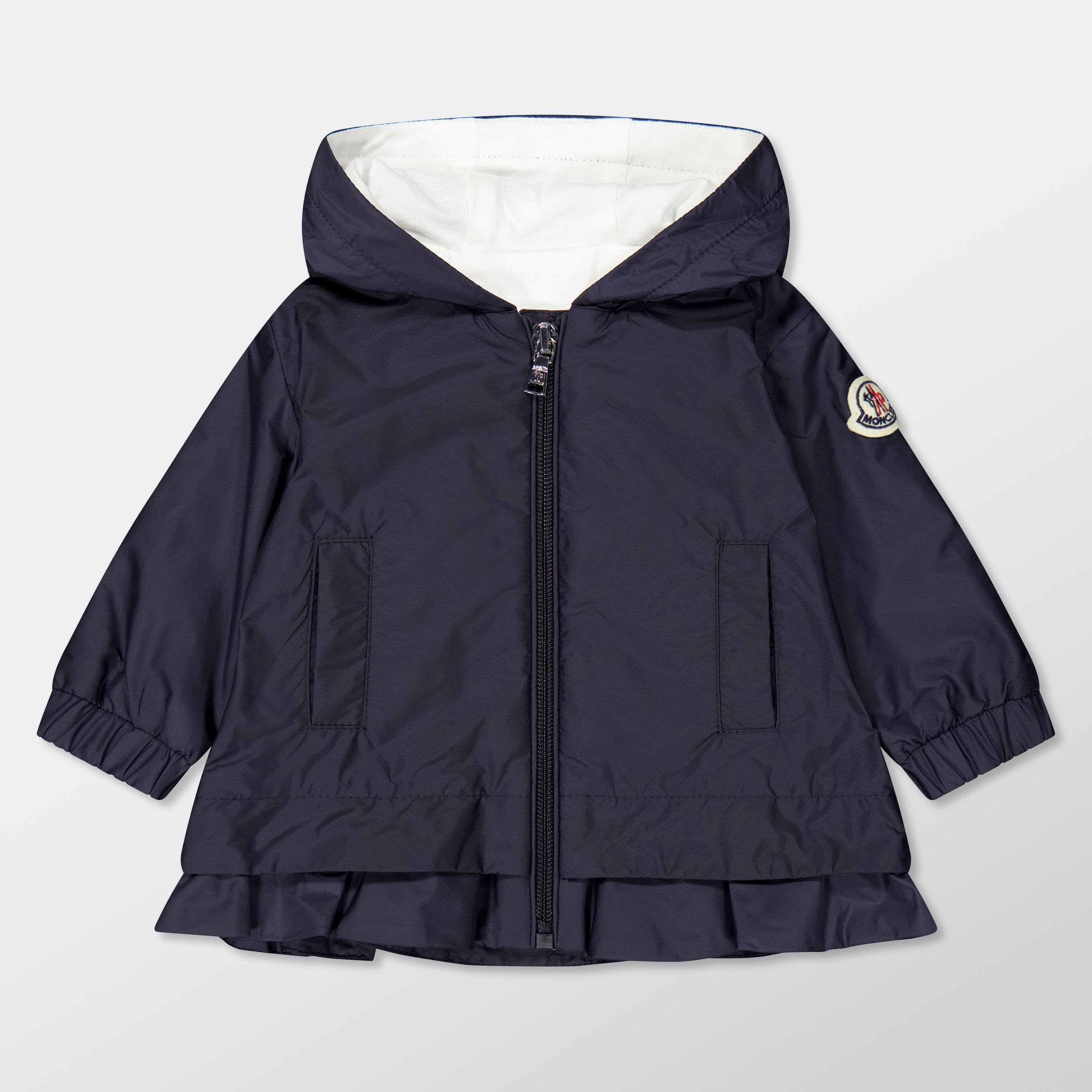 Navy 742 - Moncler - Kids' Logo Water-Repellent Hooded Long Sleeve Rain Anorak - 1