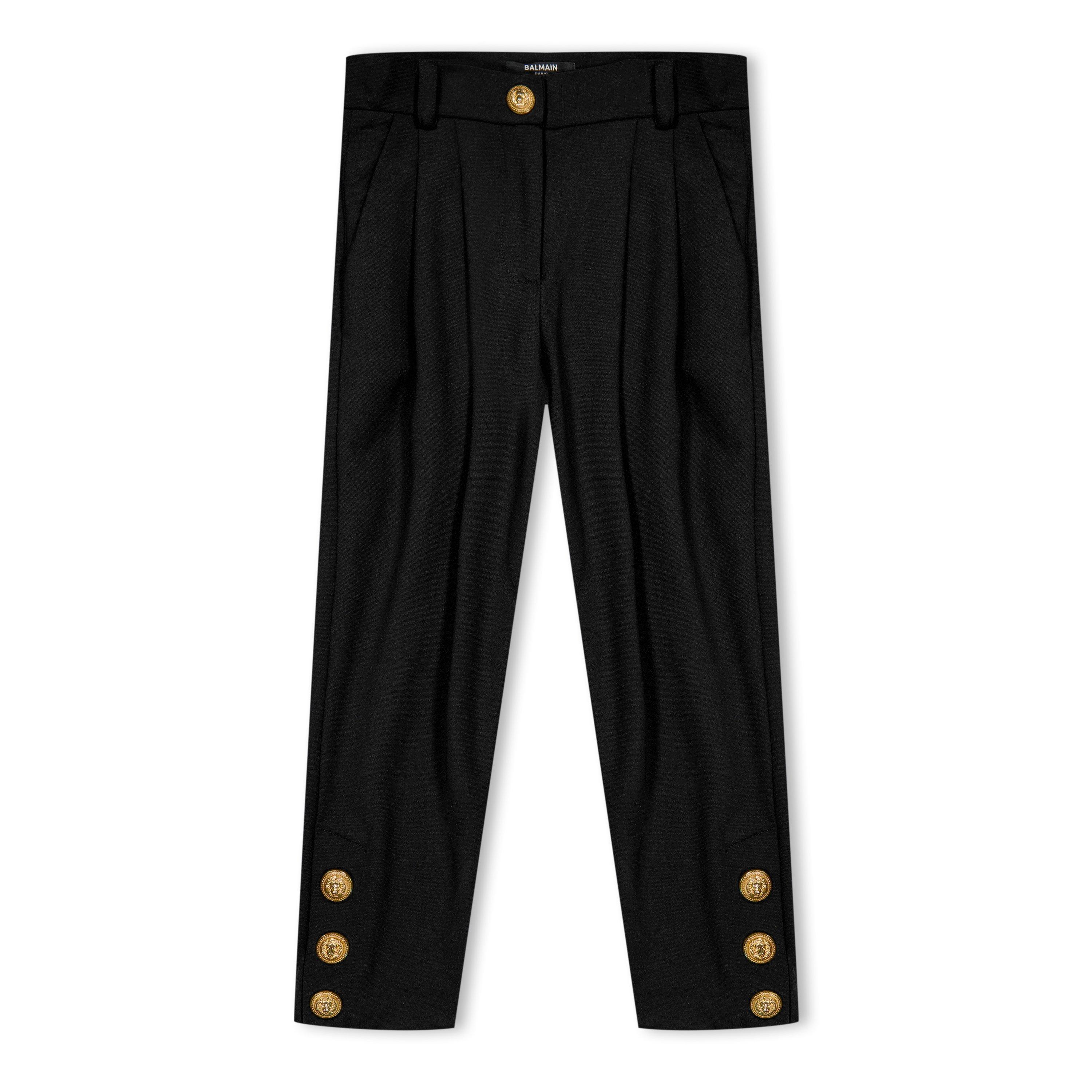 Balmain Kids' Embellished Straight Leg Trousers - black - Size 6Y