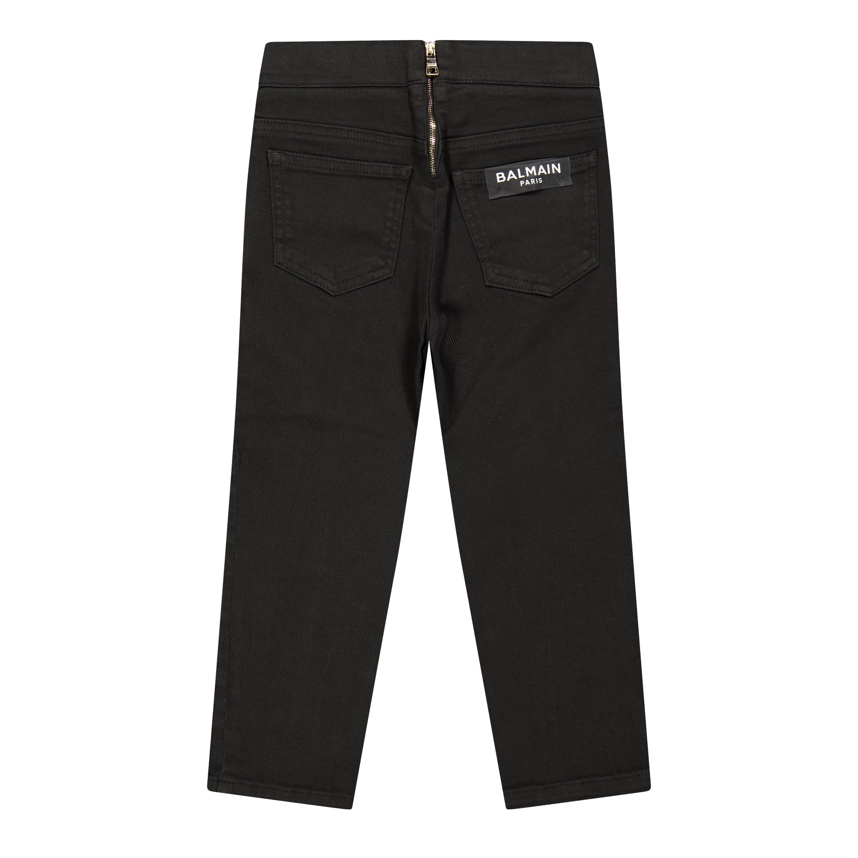 black/gold - Balmain - Kids' Logo Straight Leg Trouser - 2
