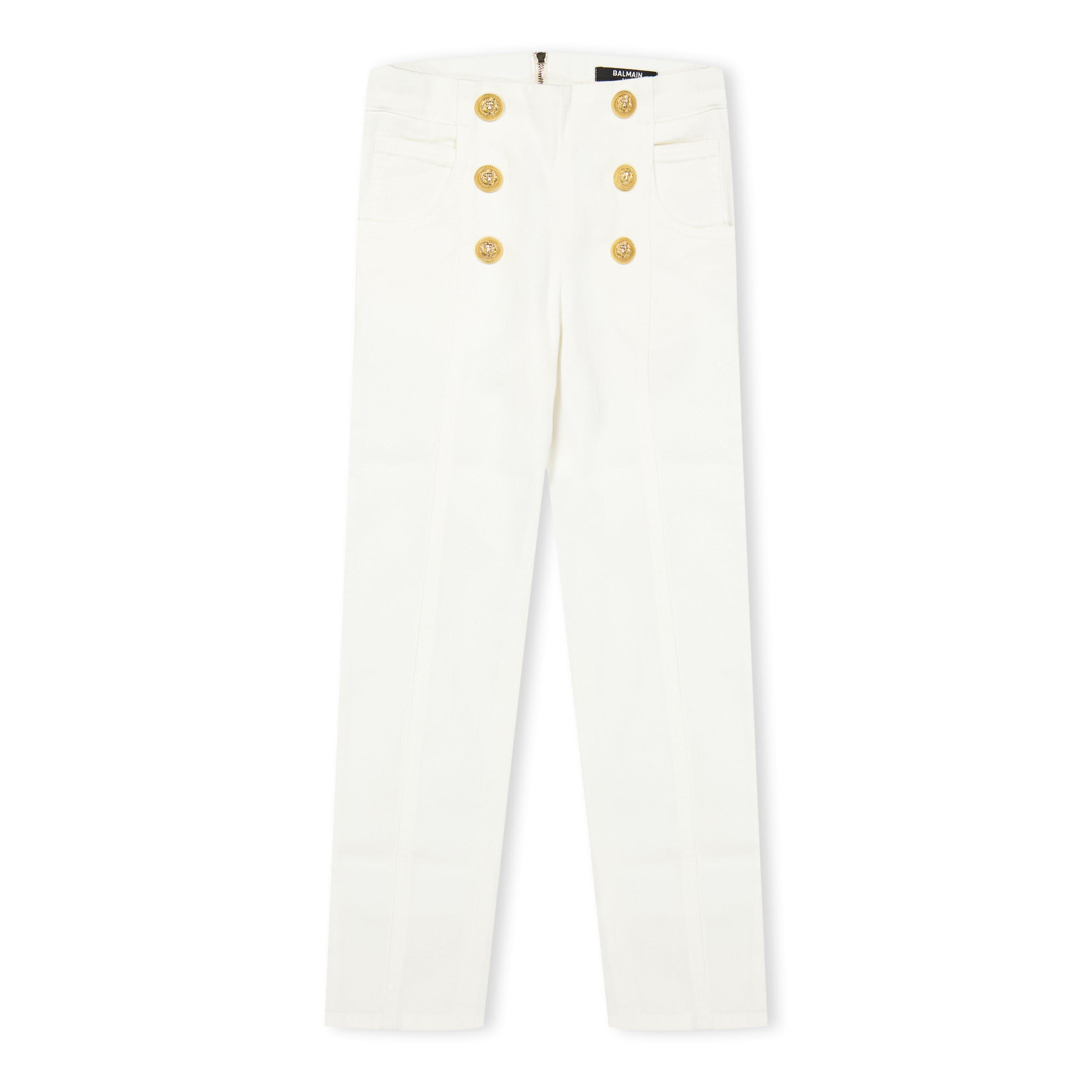 Balmain Kids' Logo Straight Leg Trousers - ivory - Size 6Y