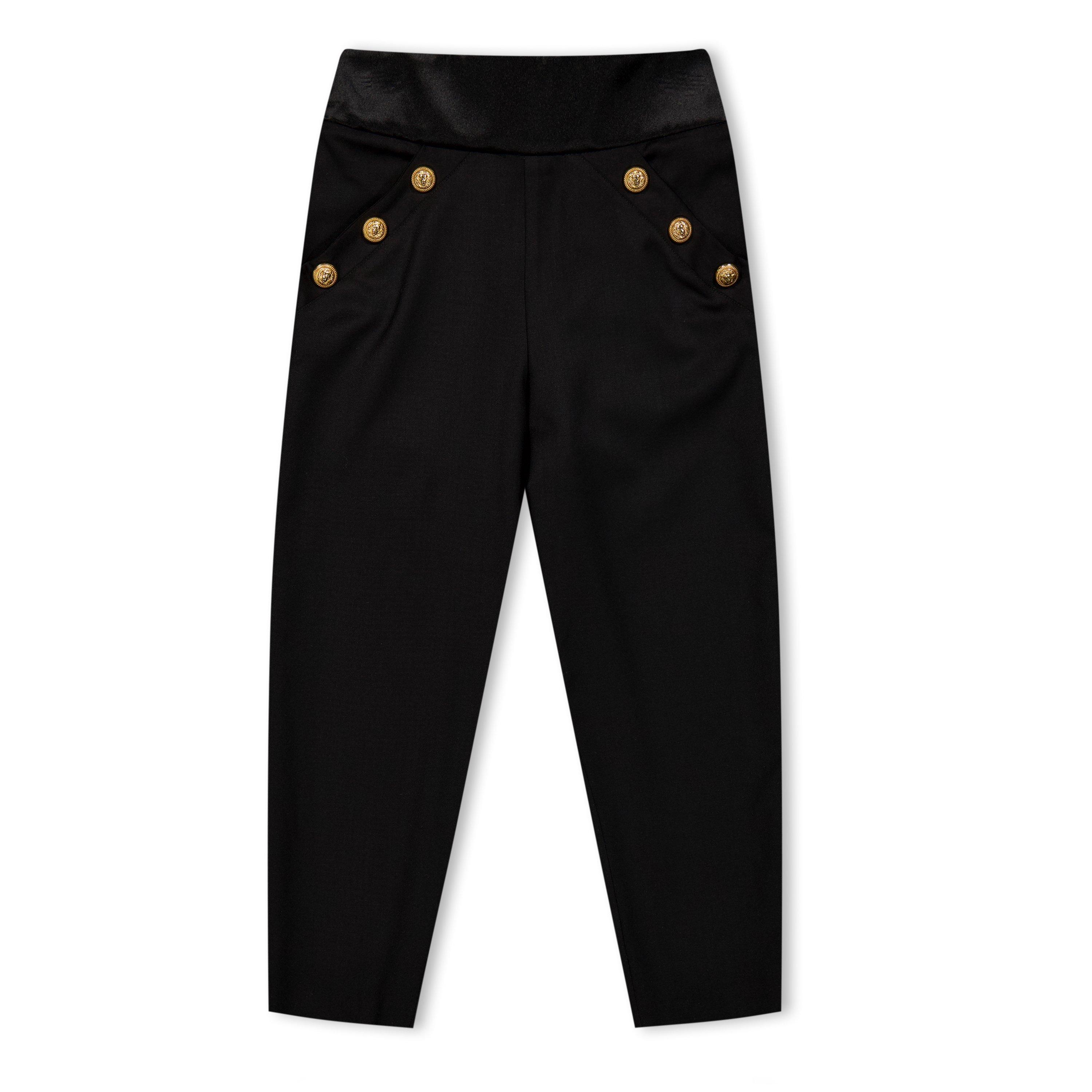 Balmain Kids' Button Straight Leg Trousers - black - Size 6Y