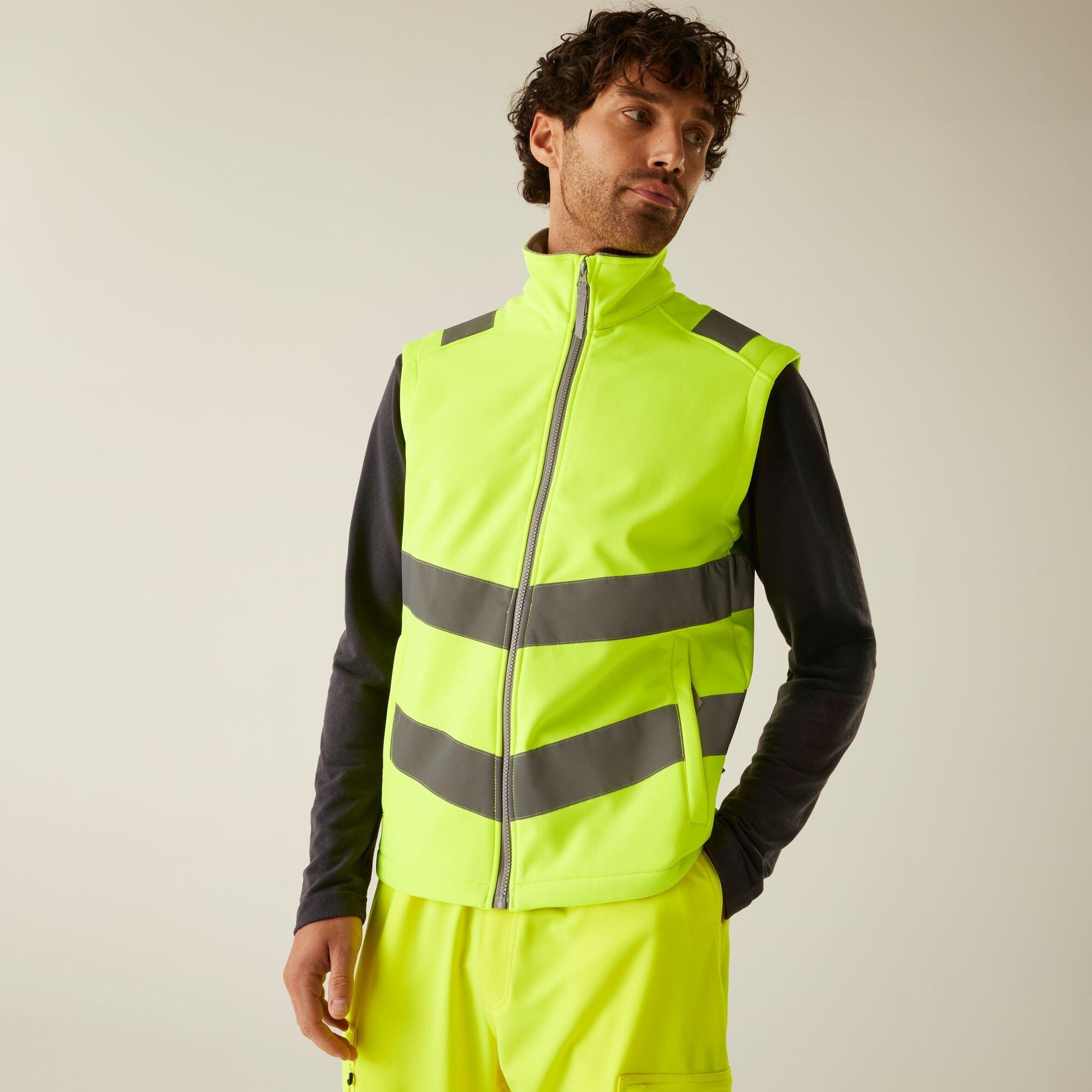 Yellow - Regatta - Mens Hi-Vis Pro Contract Ablaze Softshell Bodywar - 1