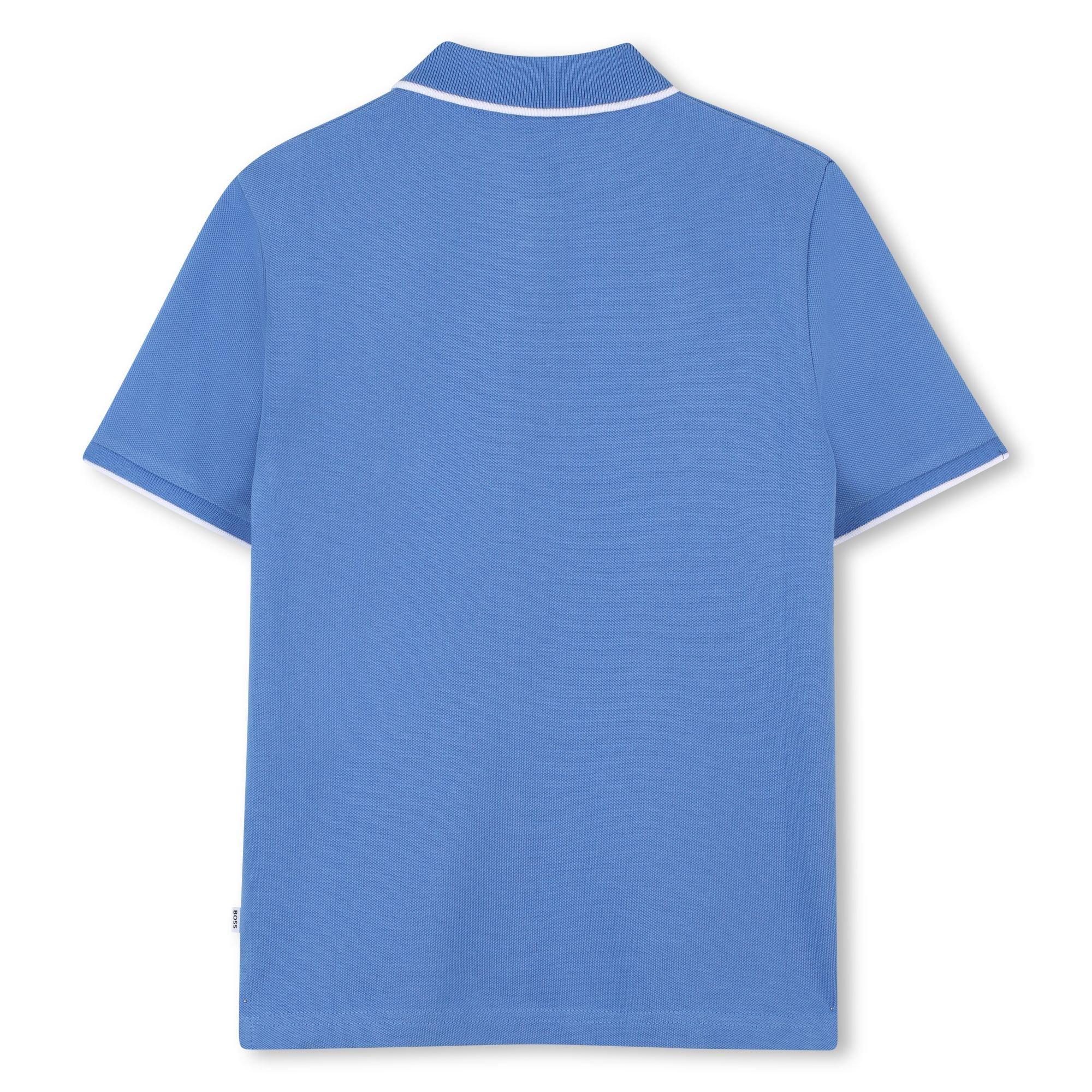 Navy Blue - Boss - Kids Print Polo Shirt, Soft Breathable Fabric - 2