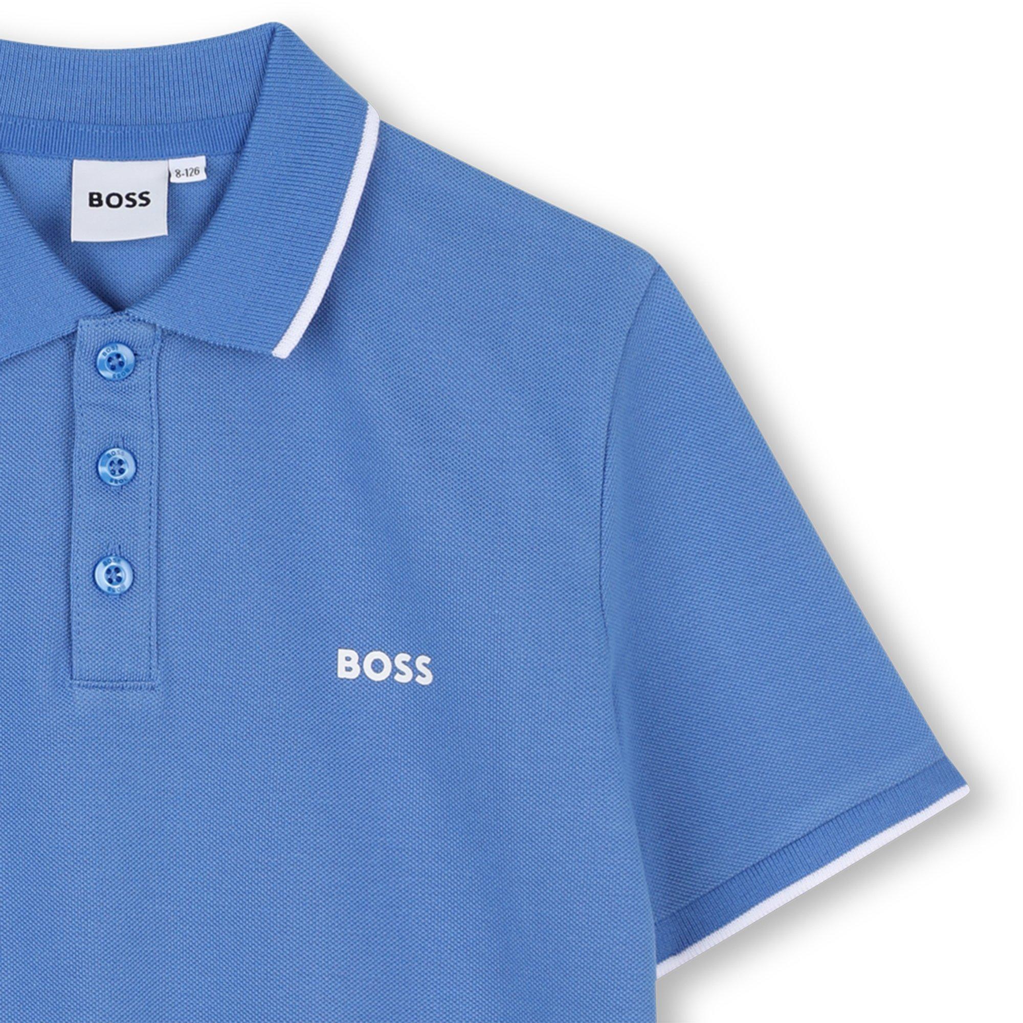 Navy Blue - Boss - Kids Print Polo Shirt, Soft Breathable Fabric - 3
