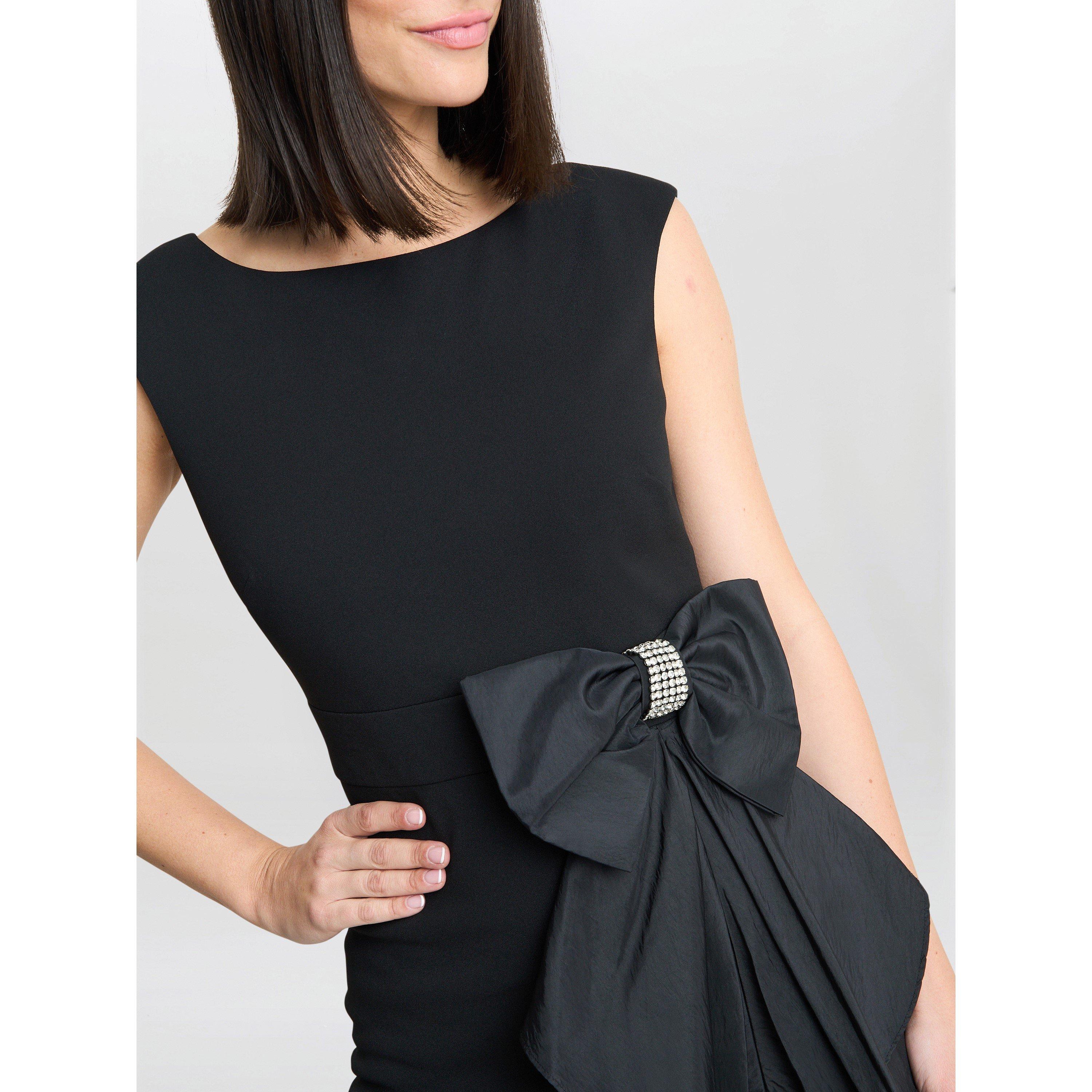 Black - Gina Bacconi - ARABELLA Crepe Taffeta Combo Dress - 5