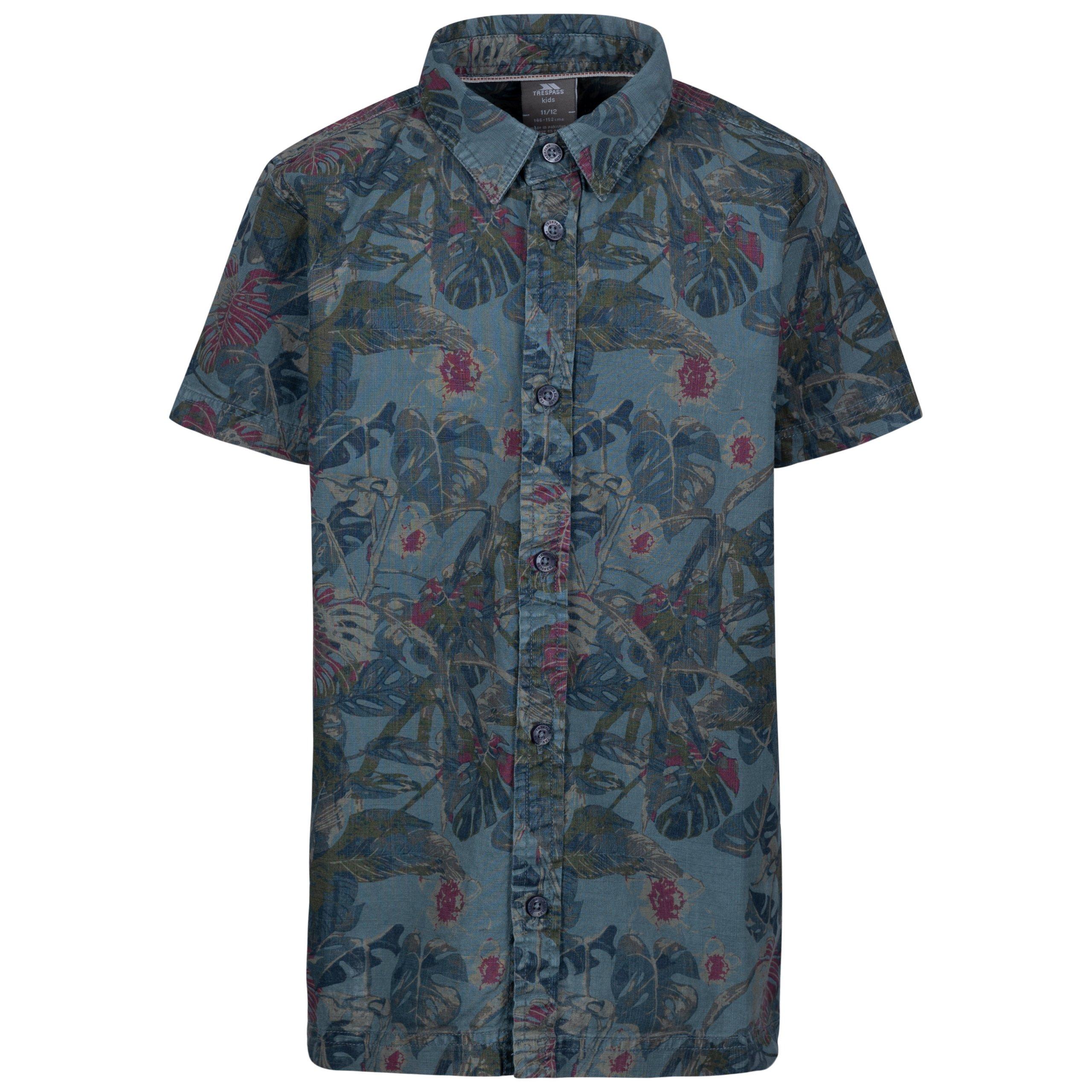 Navy Palm - Trespass - Kids' Short-Sleeve Patterned Shirt - 3