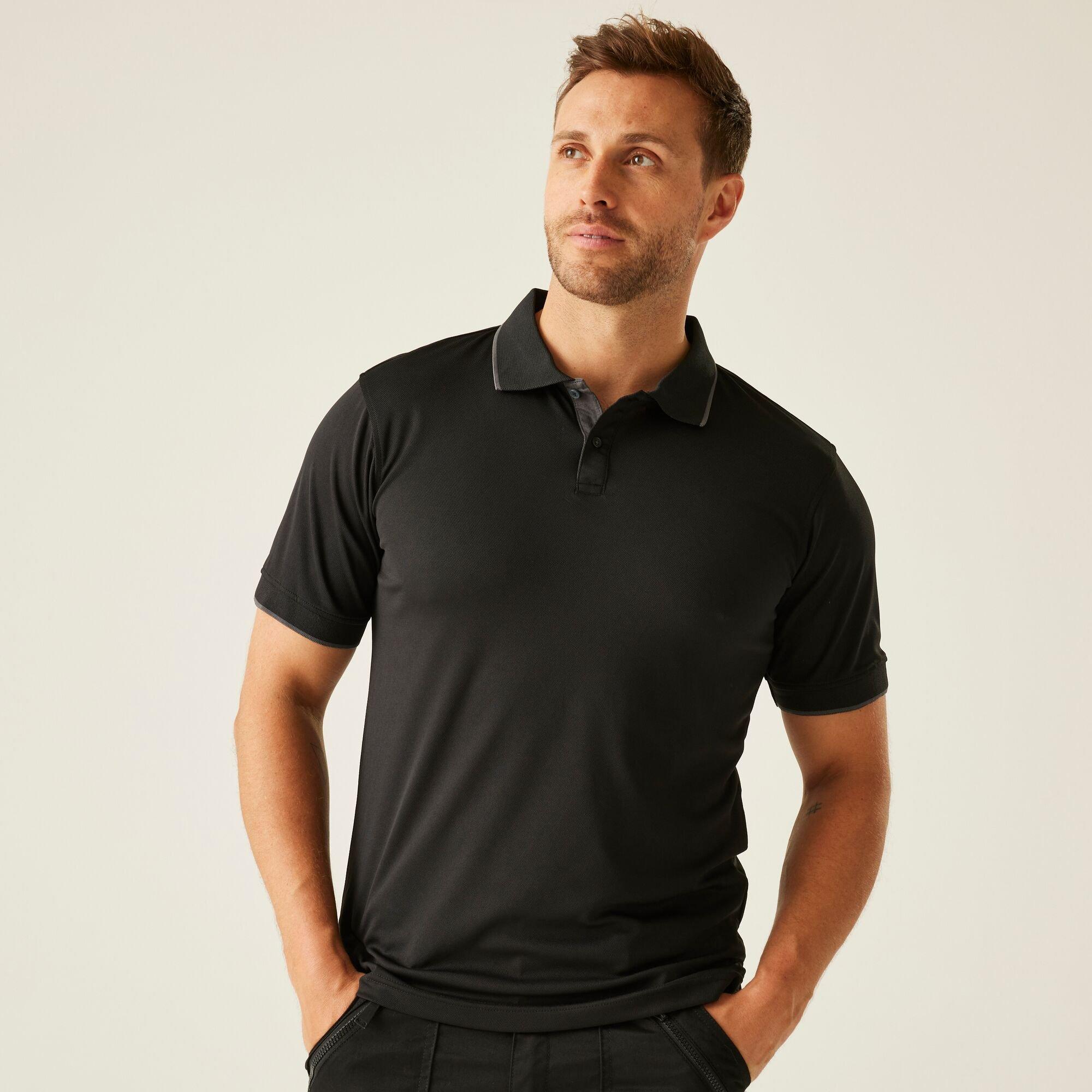 Regatta Men's Navigate Short Sleeve Polo Shirt - Black Seal Grey - 3XL