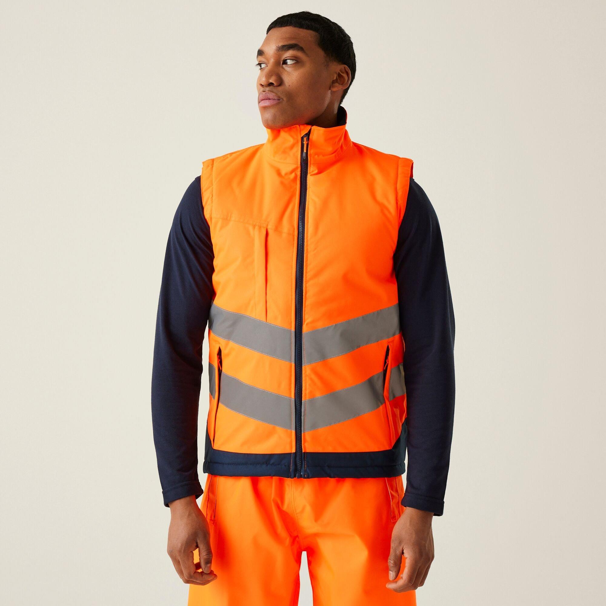 Regatta Men's Hi-Vis Pro Insulated Reflective Bodywarmer - Orange/Navy - S