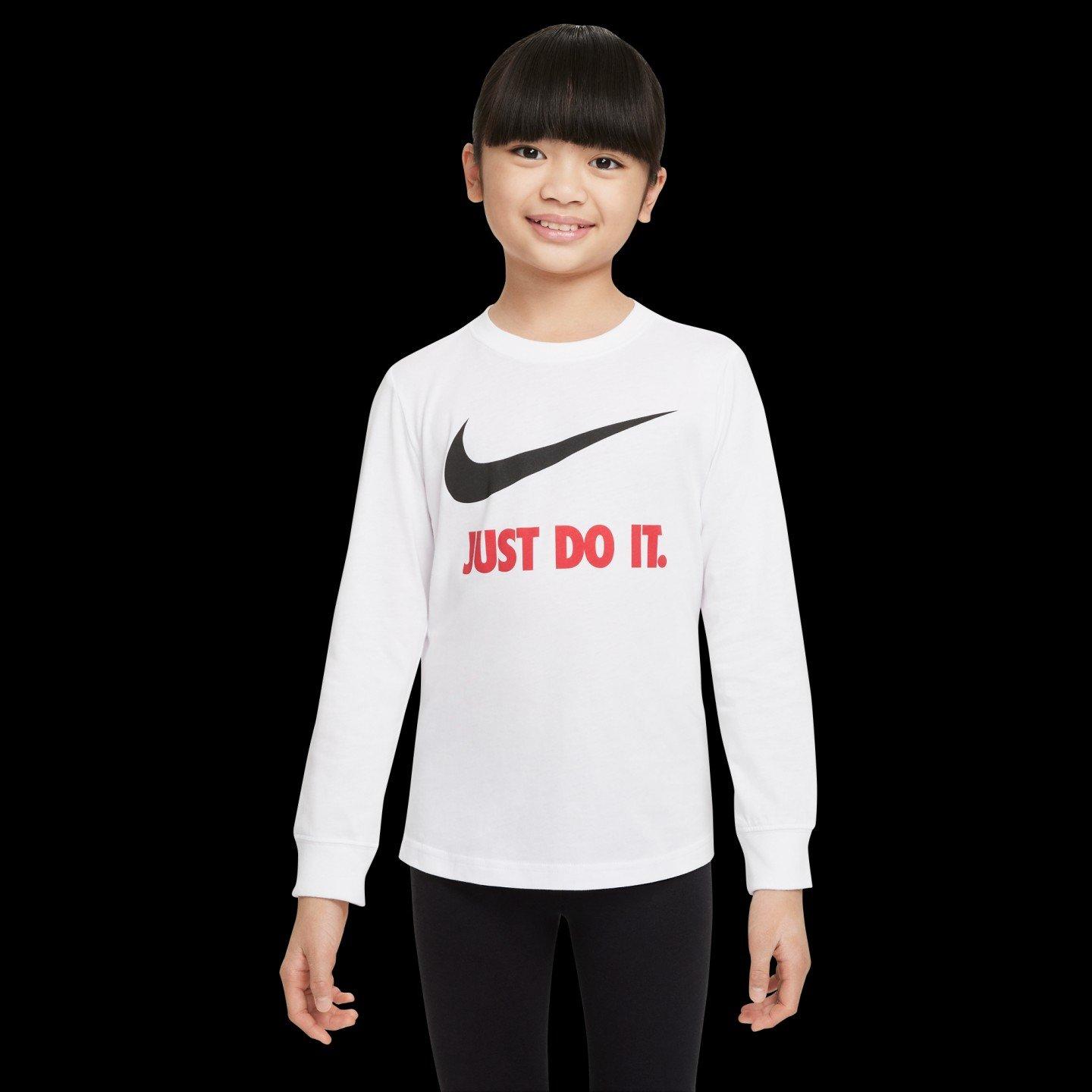 White - Nike - Kids' Swoosh Just Do It Long Sleeve T-Shirt - 1