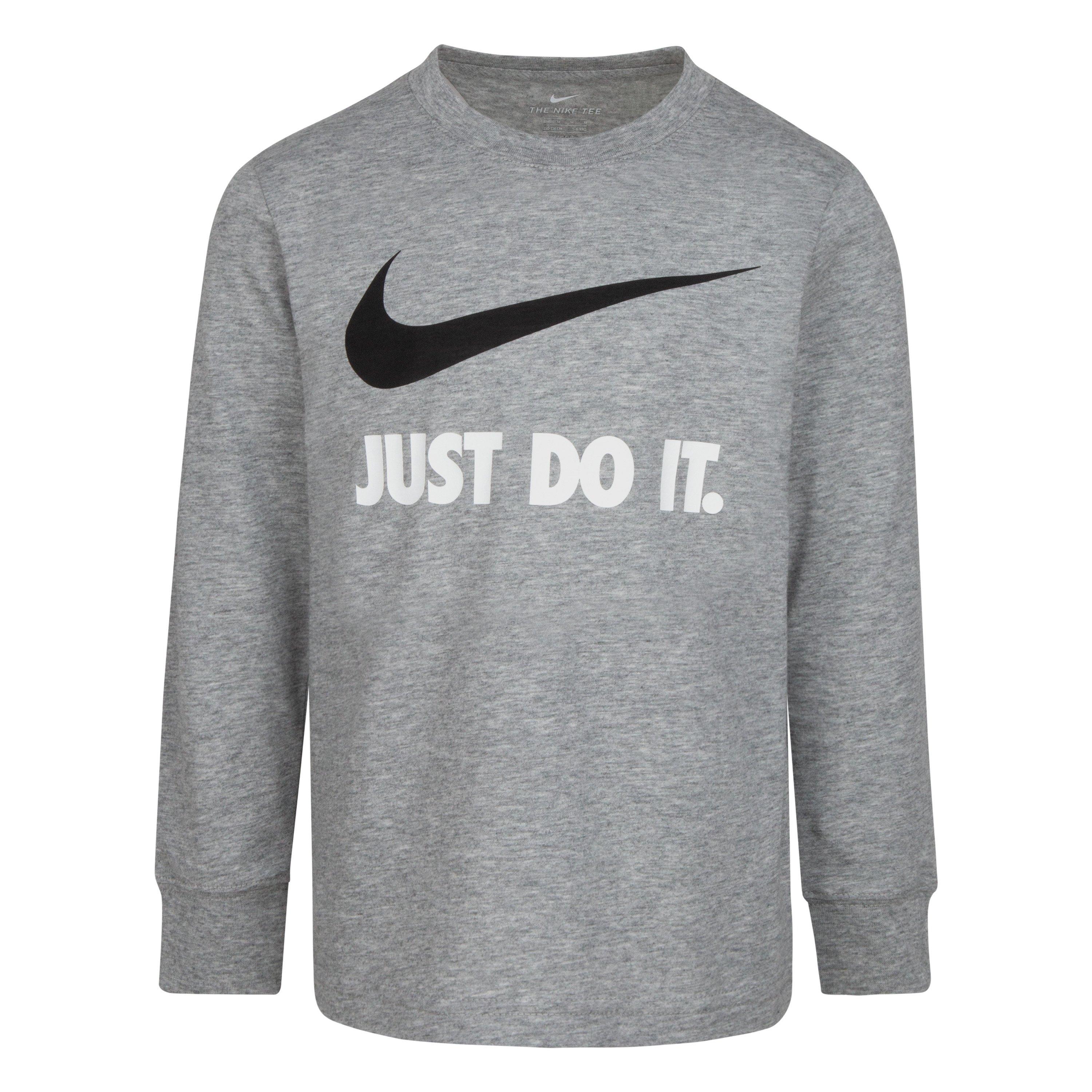 Nike  Kids' Swoosh Just Do It Long Sleeve T-Shirt - Dark Grey - 3-4 Yrs