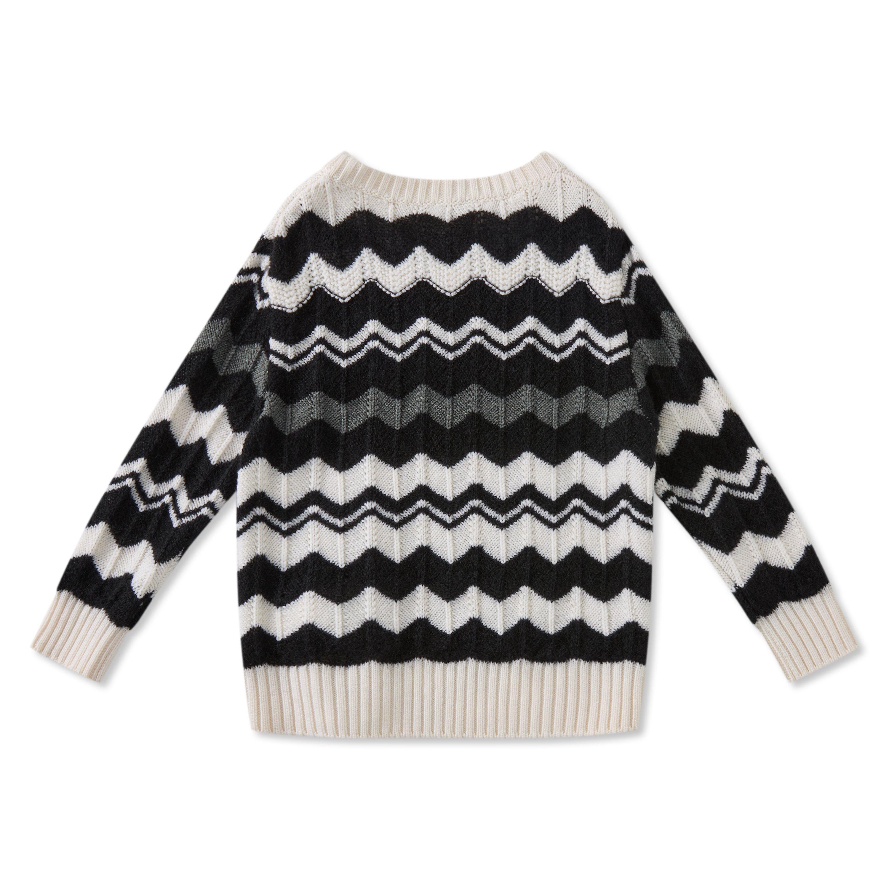 black/white - Missoni - Unisex Kids' Zigzag Knitted Hoodie - 2