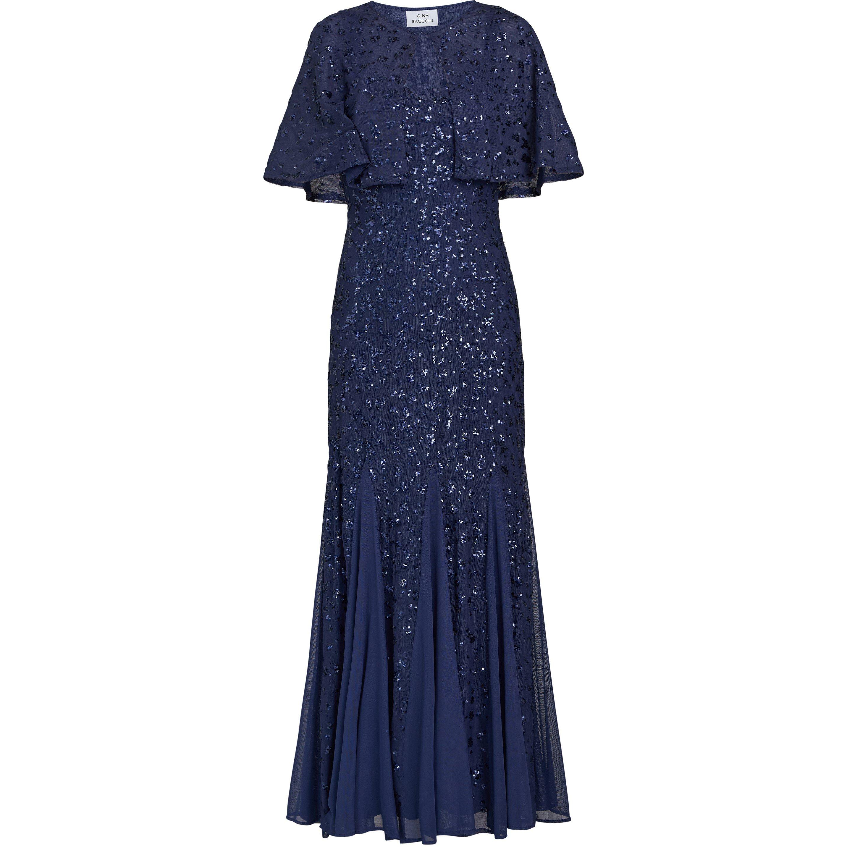 Navy - Gina Bacconi - JORDAN SEQUIN BEADED MAXI DRESS & JACKET - 3