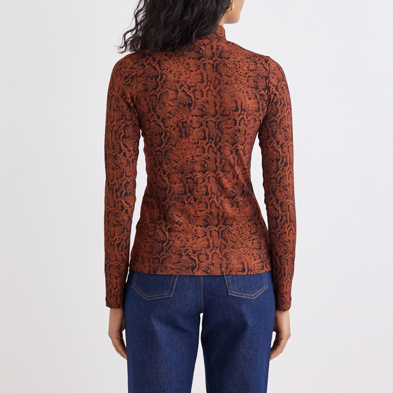 Multi Colour - Nobodys Child - Lyra Snake Print Funnel Neck Long Sleeve Top - 3