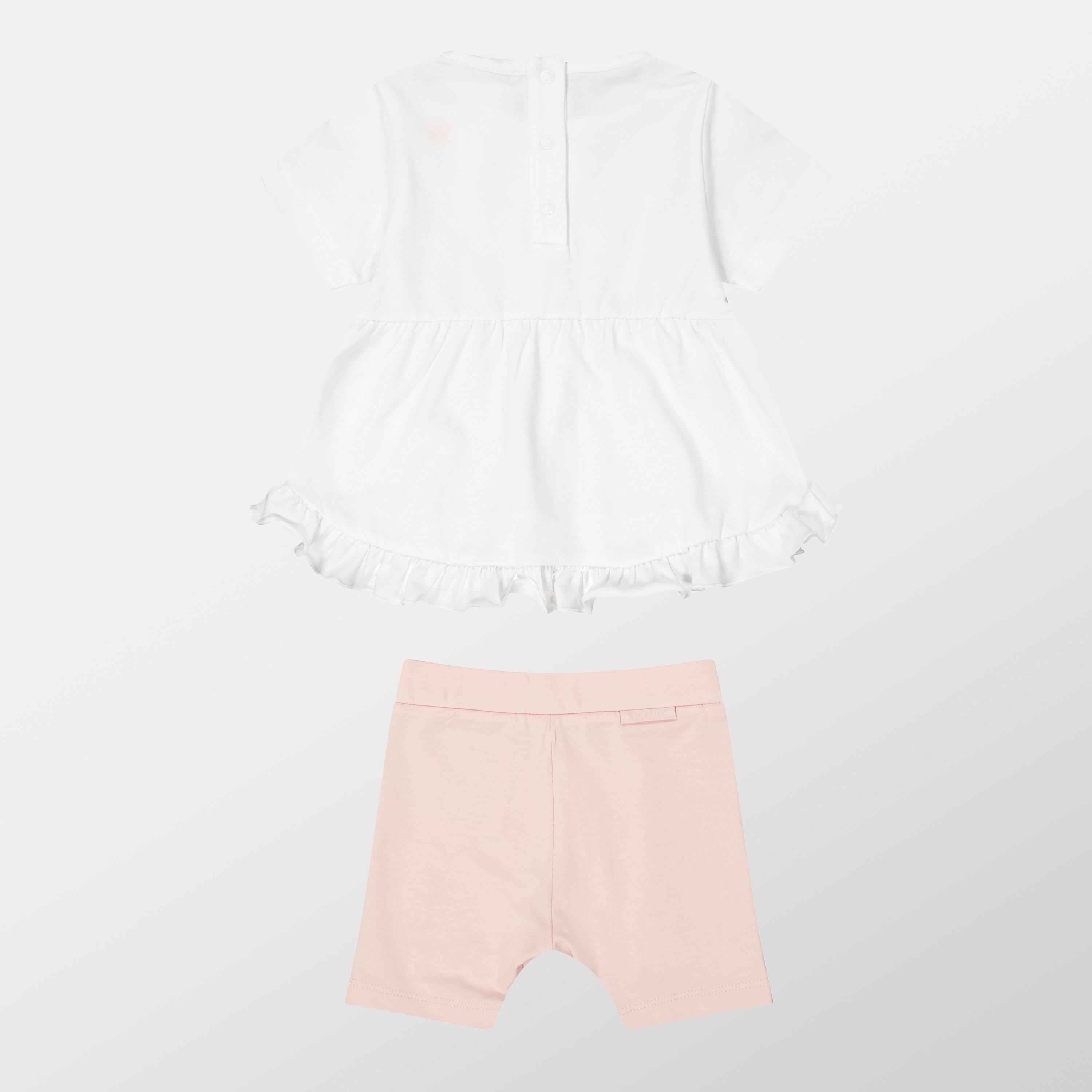 Wht/Pink F05 - Moncler - Ruffle T-Shirt & Shorts Set Infants - 2