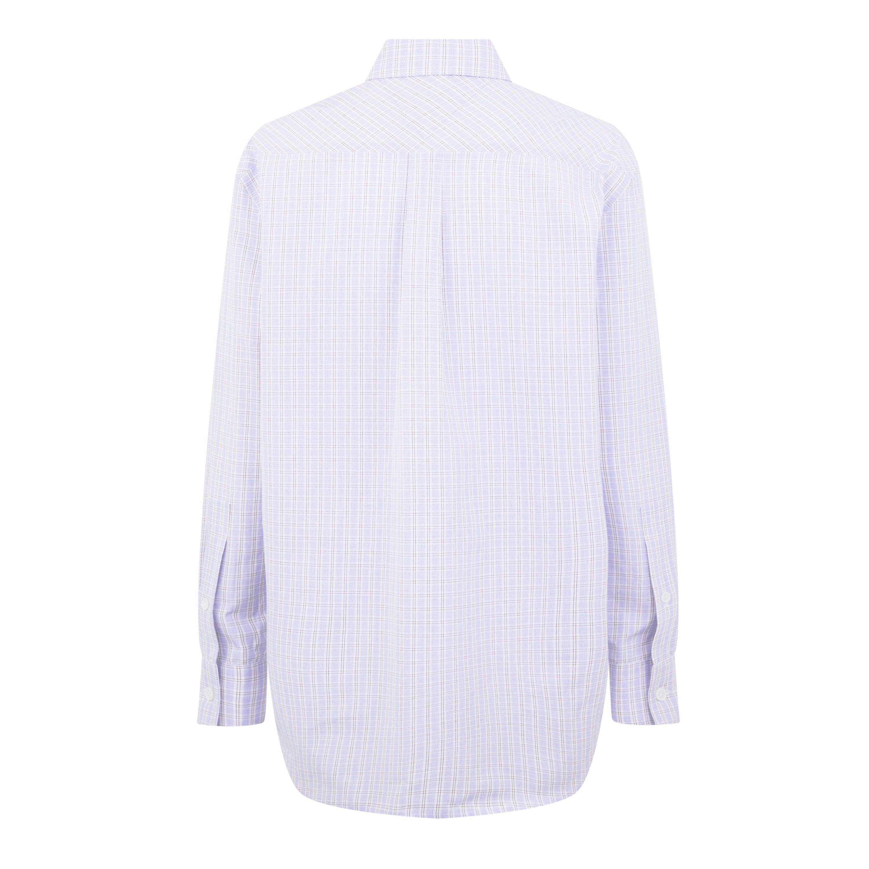 Blue/Burgundy - Bottega Veneta - Cotton Linen Check Shirt With Bv Embroidery - 2