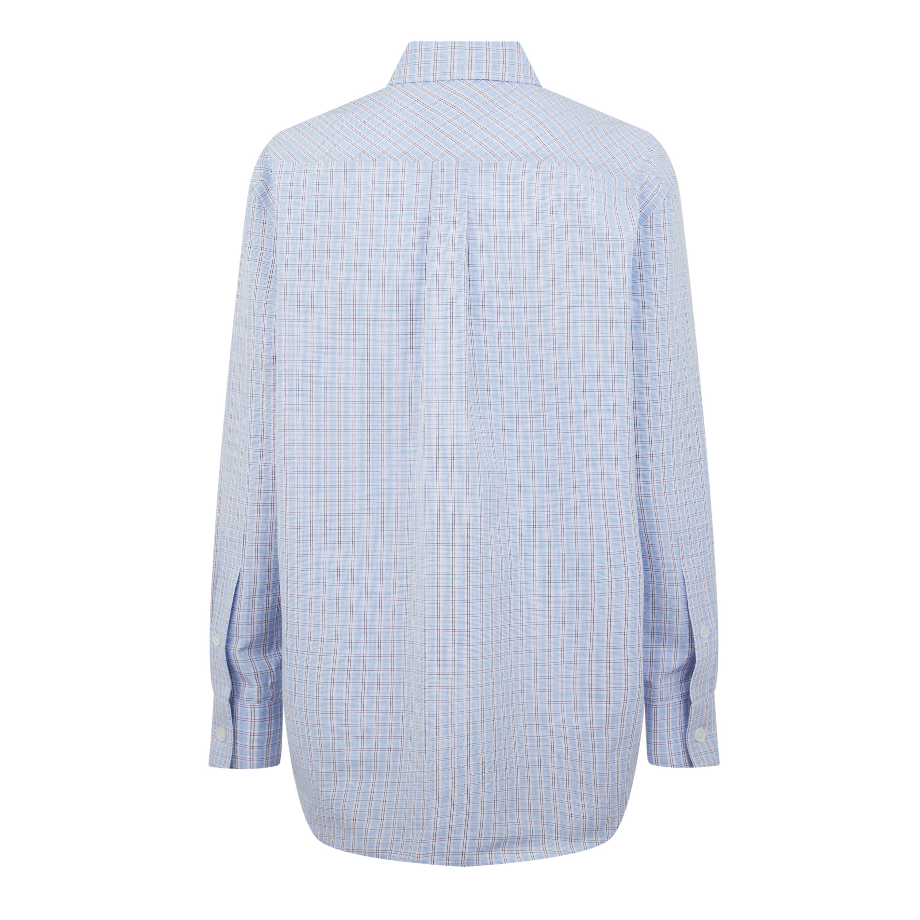 Blue/Burgundy - Bottega Veneta - Cotton Linen Check Shirt With Bv Embroidery - 7