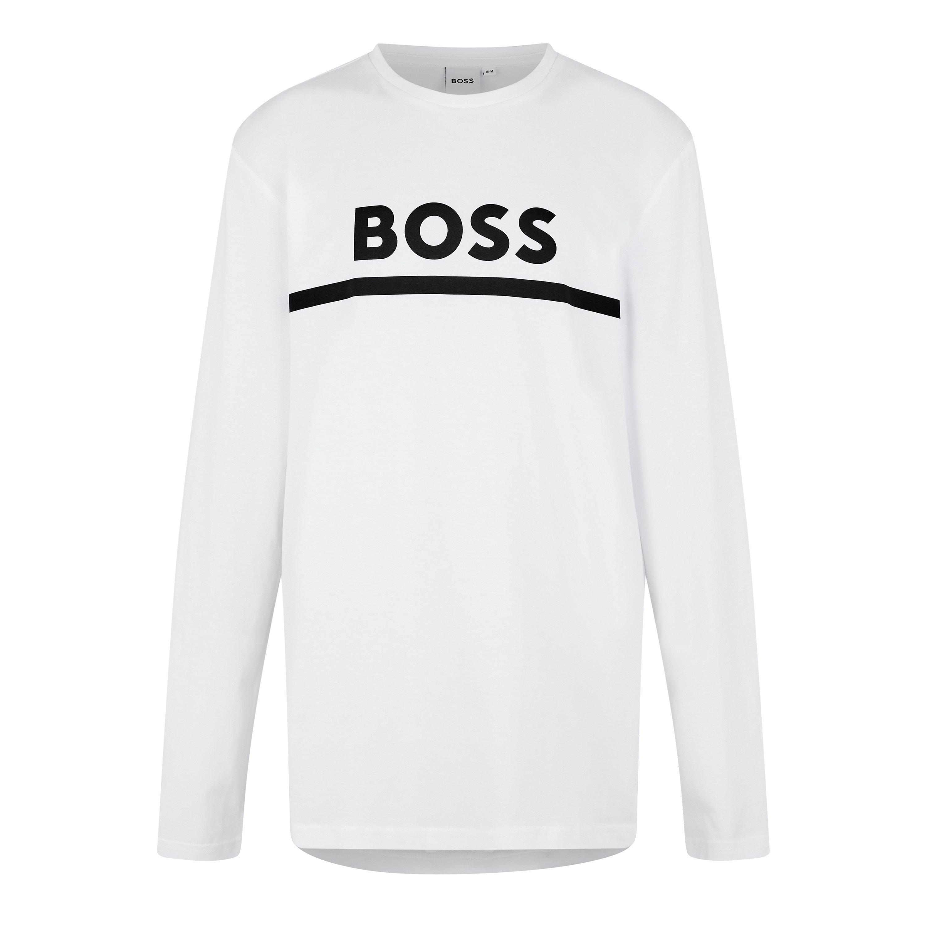 Boss Men's Kids Long-Sleeve T-Shirt, Large Logo Design - White 10P - 4Y