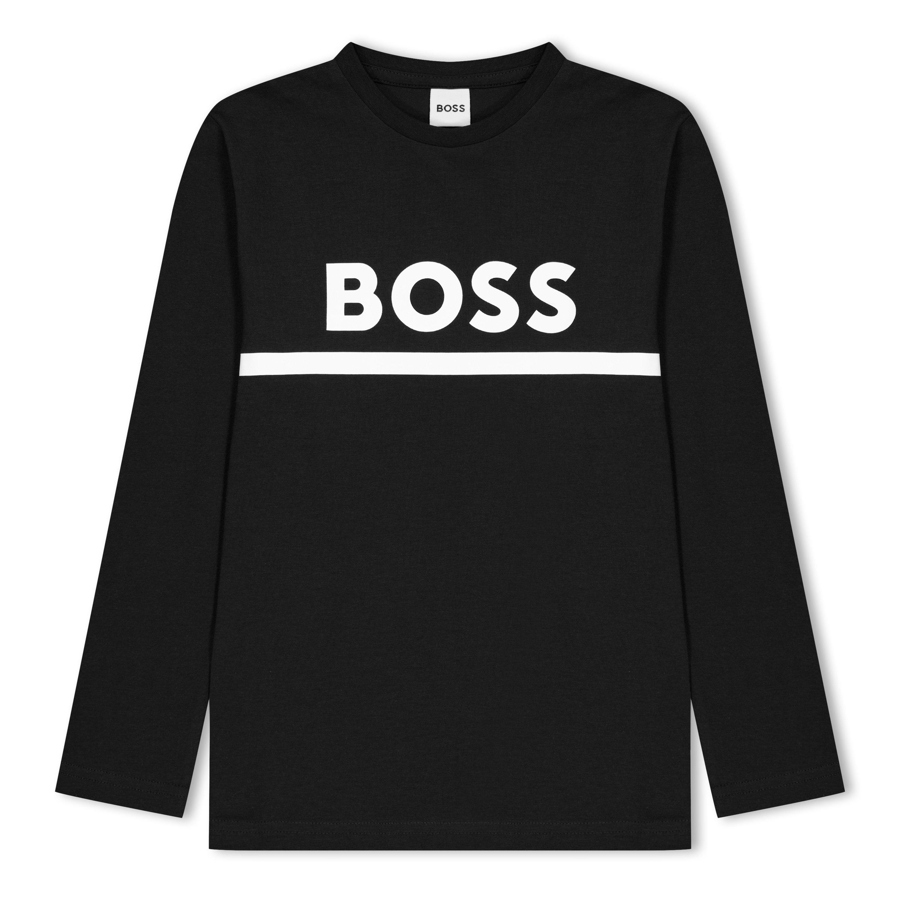 Boss BW Long Sleeve Large Logo T Shirt Infants Langarm T Shirts Sports Direct