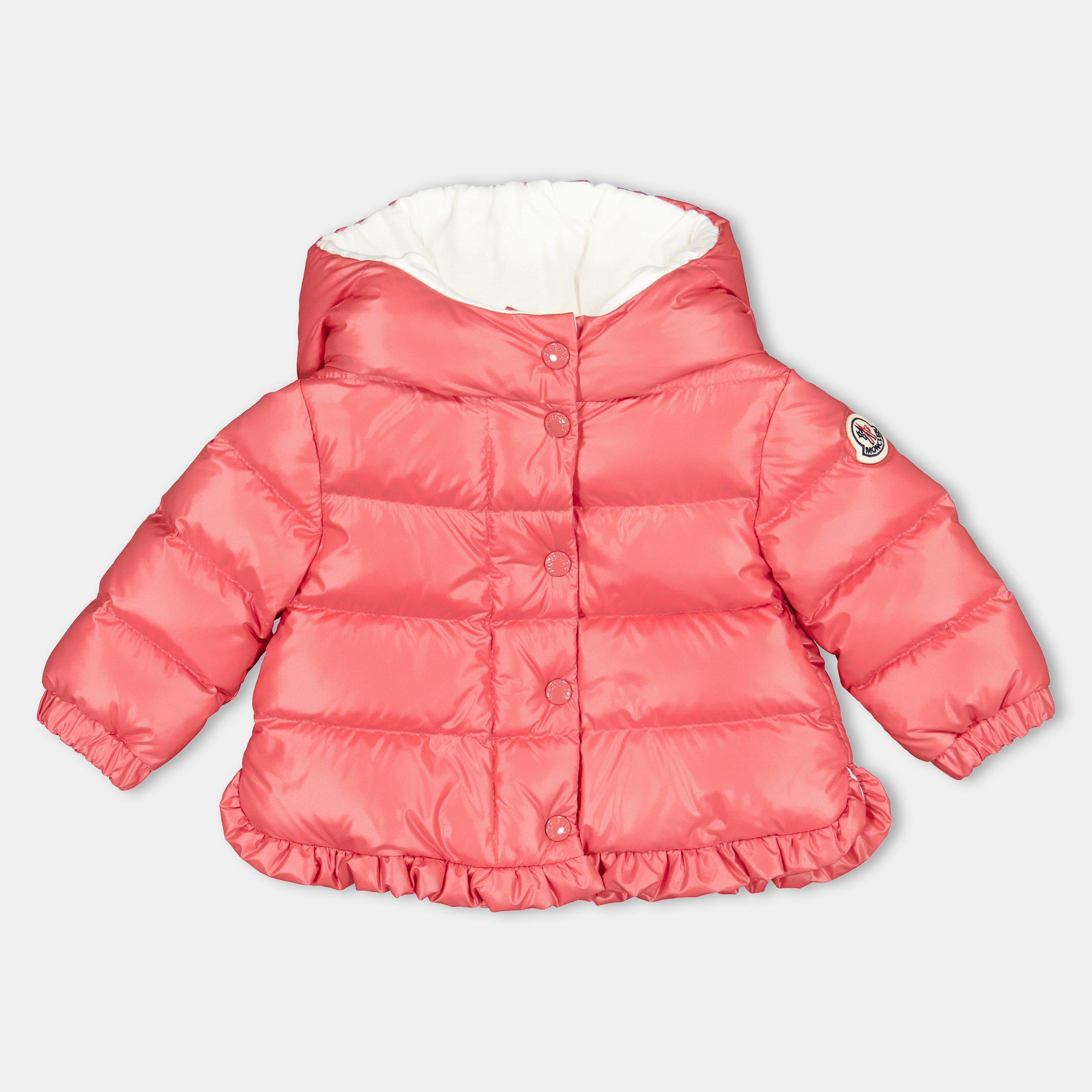 Moncler Kids' Water Resistant Medium Puffer Jacket - Geranium 56H - Size 6-9 Mnth