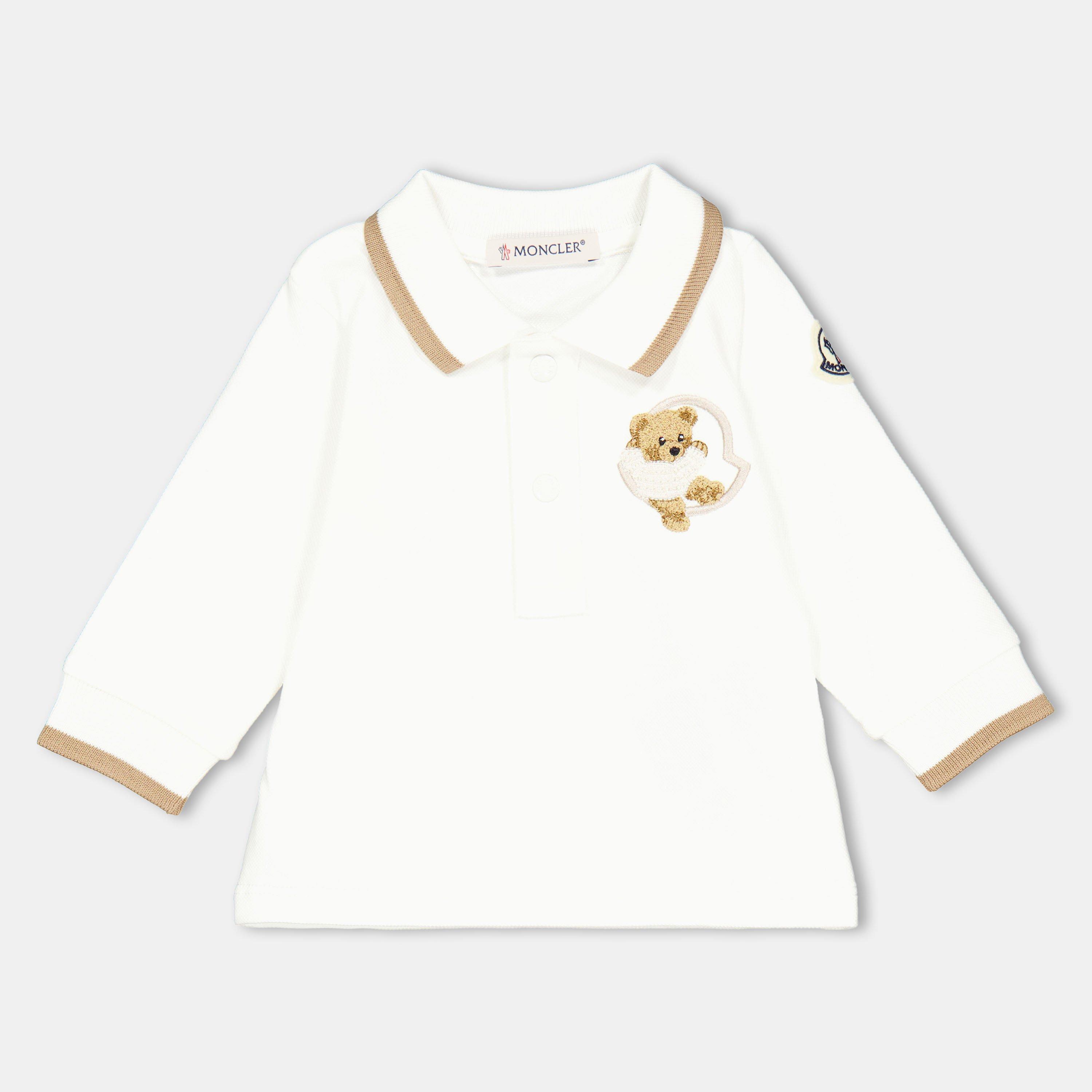 White 034 - Moncler - Kids Long-Sleeve Polo - 1